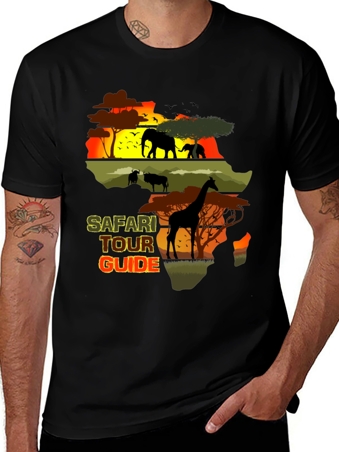 Variant 12 of Safari Tour Guide Graphic Tee - Africa Wildlife Shirt