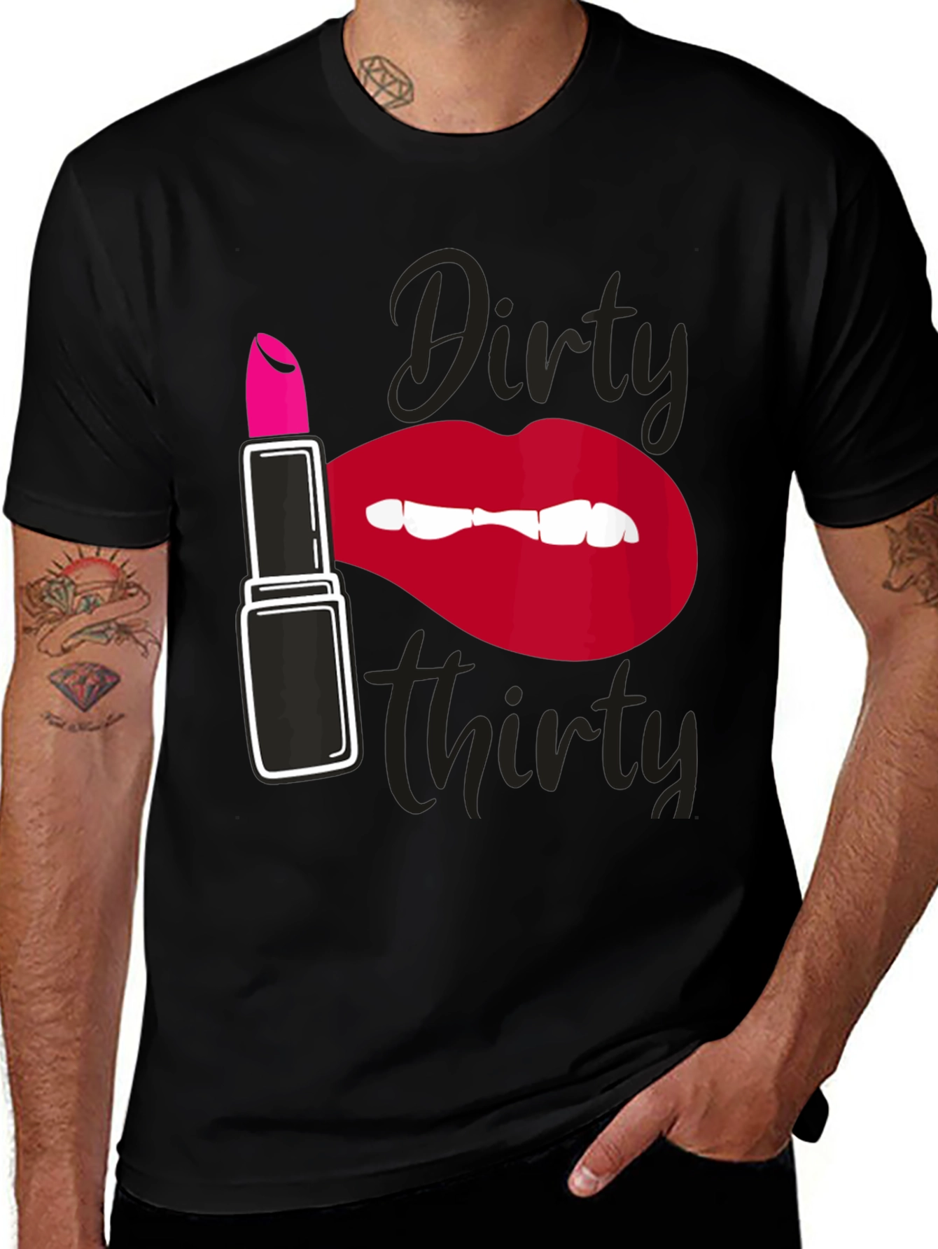 Dirty Thirty Graphic Tee - Lipstick & Lips