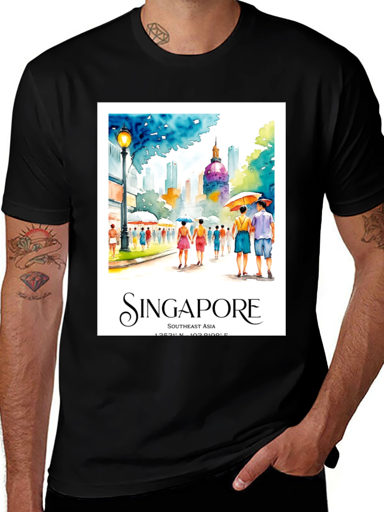 Singapore Travel T-Shirt - Artistic Cityscape Tee