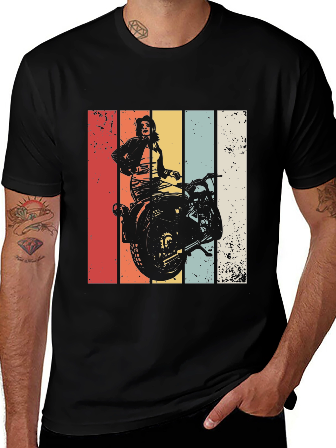 Variant 21 of Retro Motorcycle Girl Graphic Tee