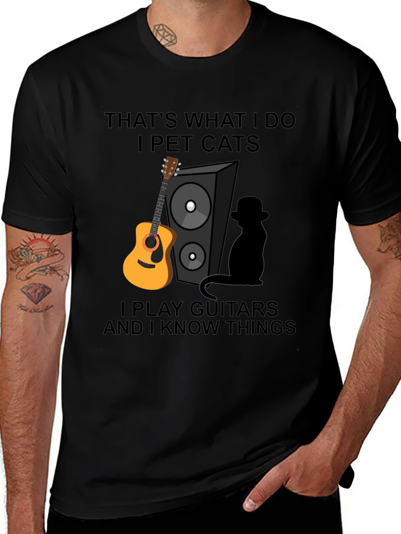 Variant 18 of That's What I Do Funny Cat & Guitar T-Shirt