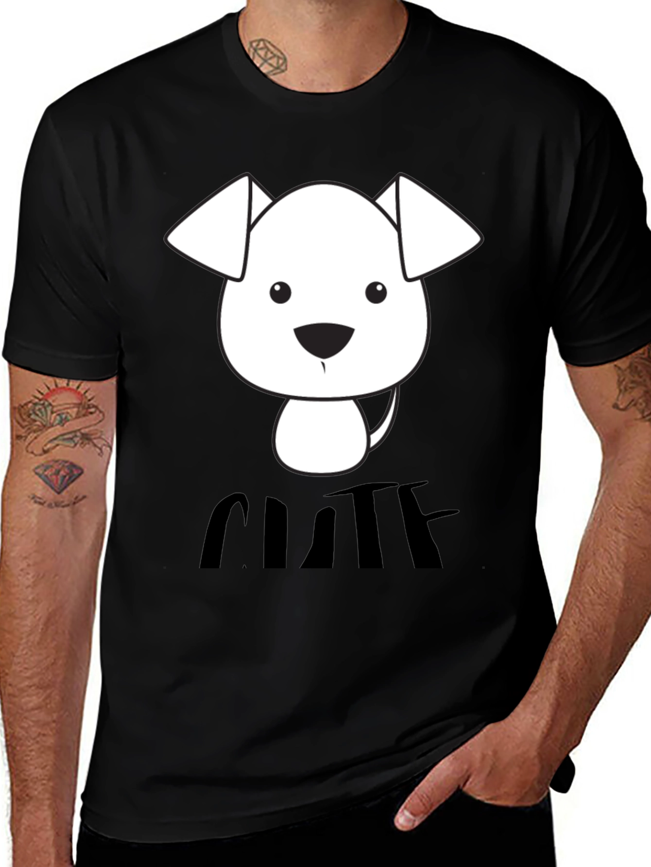 Variant 17 of Cute Dog Graphic T-Shirt - Black