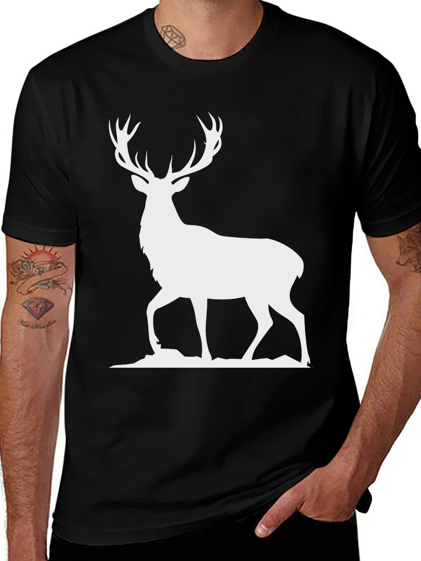 Variant 12 of Deer Silhouette Graphic Tee - Black