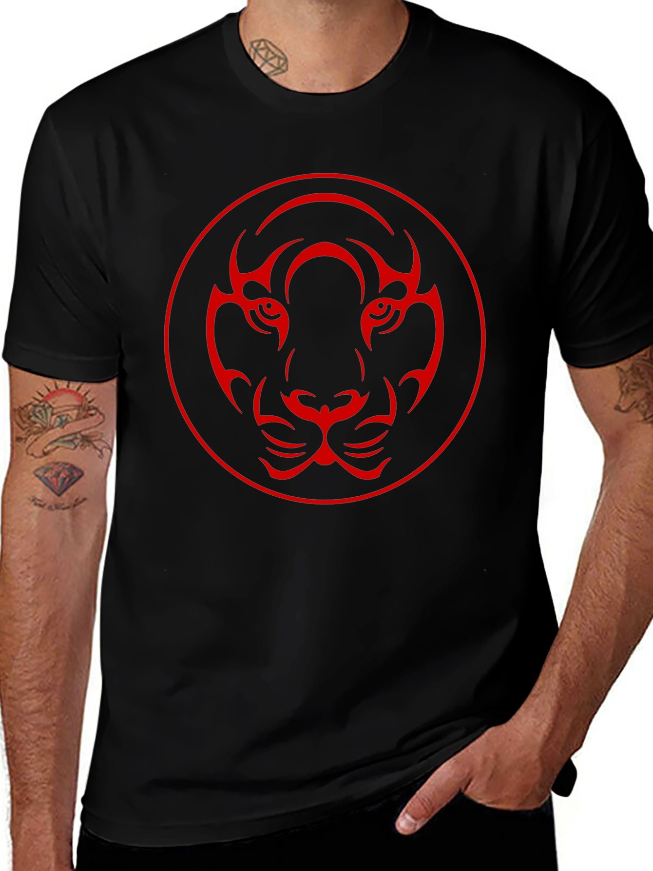 Variant 29 of Tribal Lion Graphic Black T-Shirt