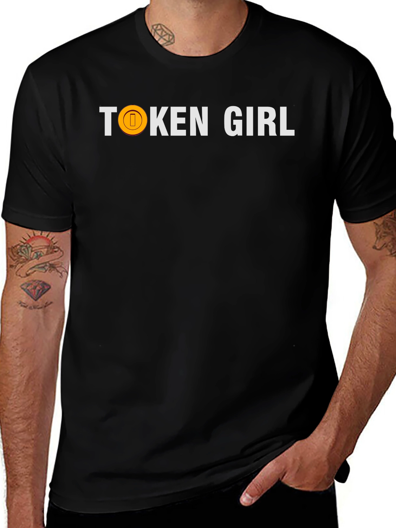 Variant 29 of Token Girl Black Cotton Graphic Tee