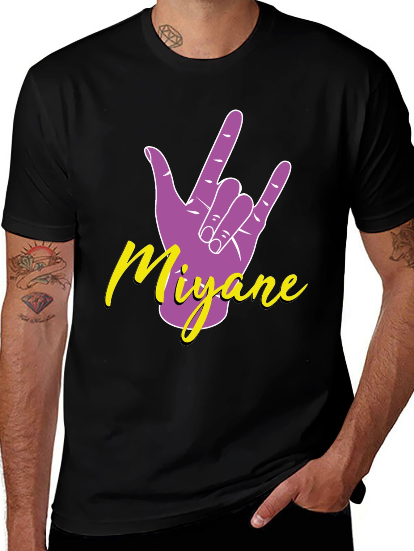 Variant 23 of Miyane Sign Graphic Tee - Black Crew Neck