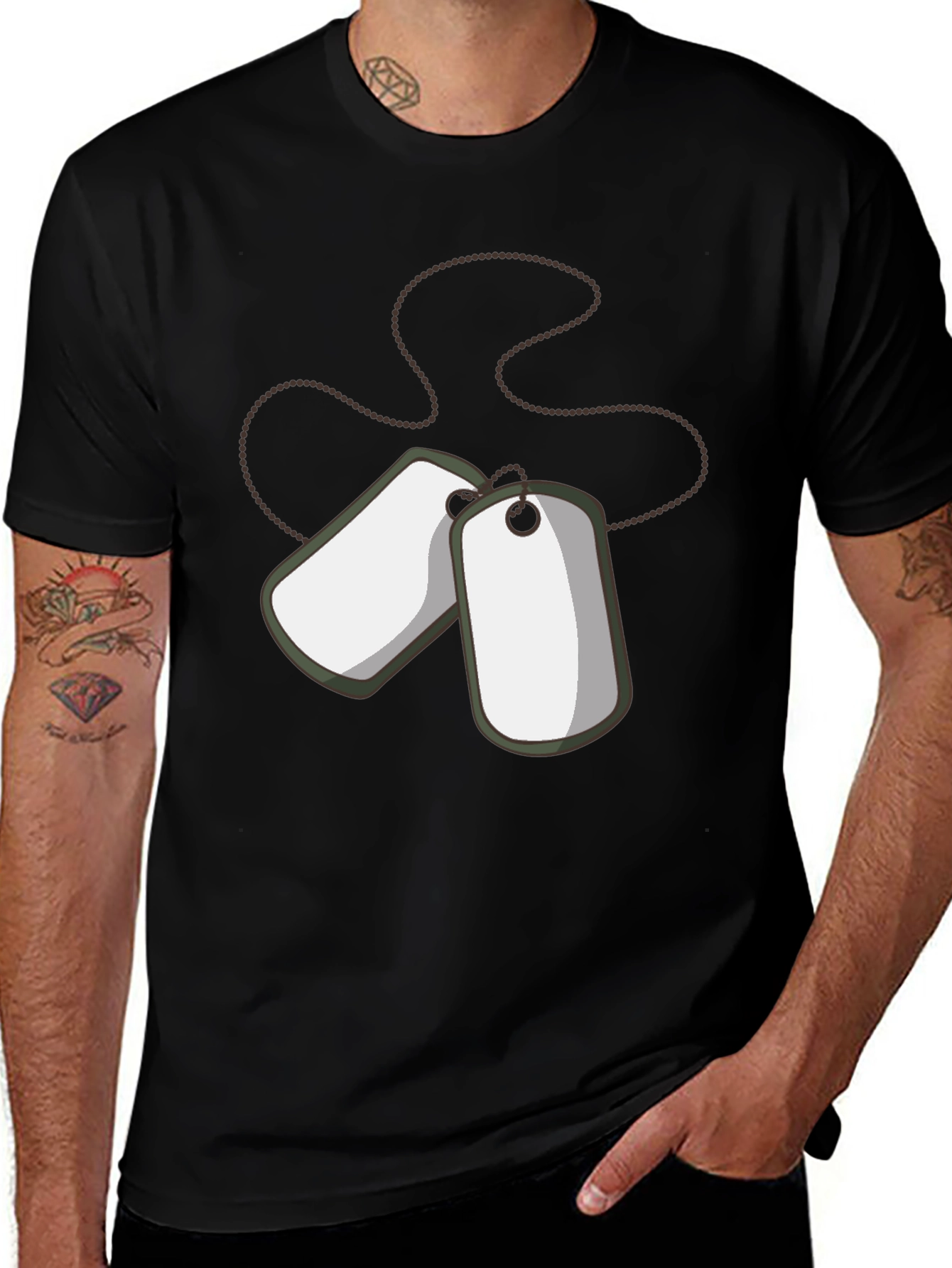 Variant 4 of Dog Tag Graphic Tee - Military Style Cotton T-Shirt