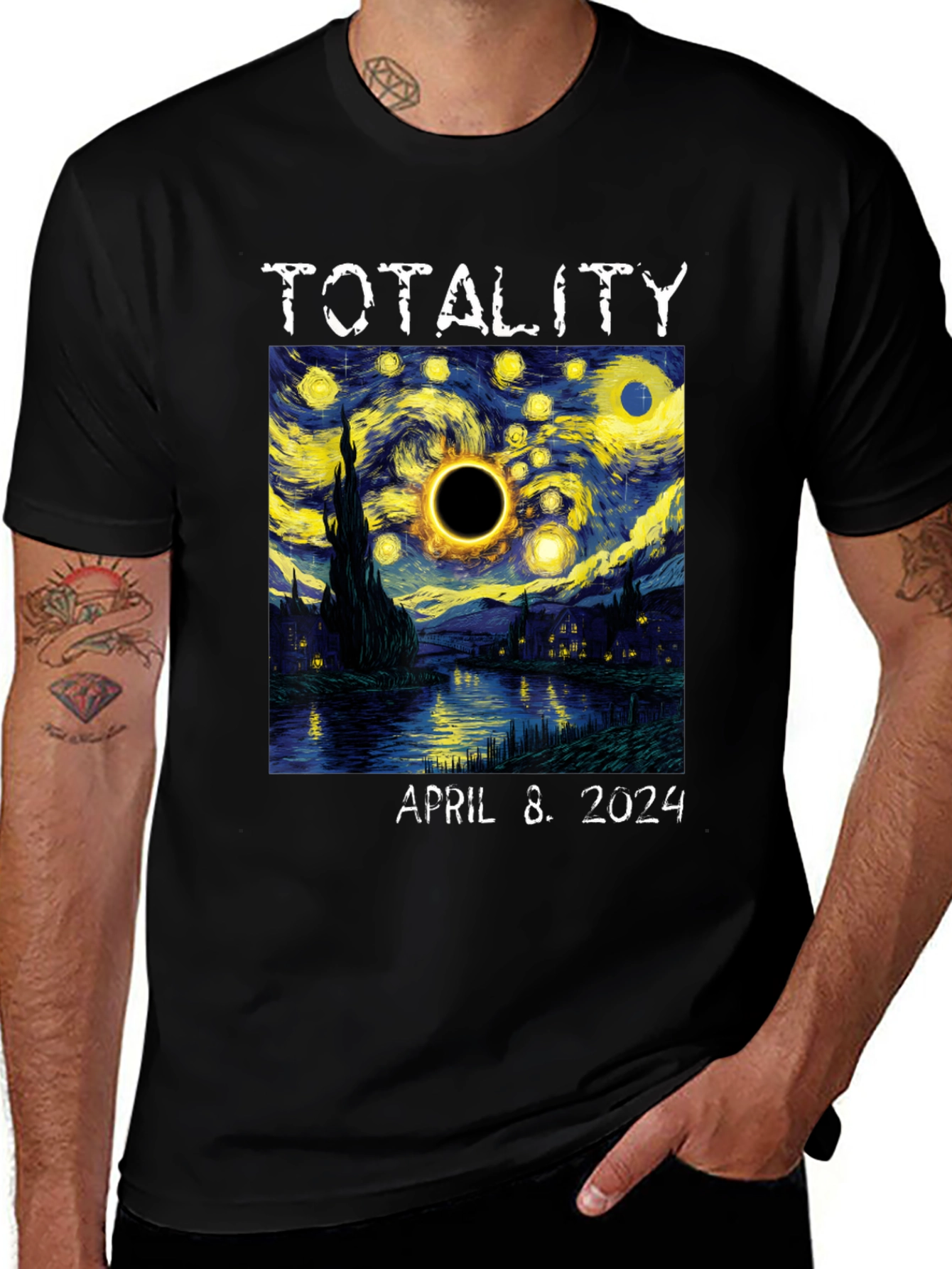 Total Solar Eclipse April 8, 2024 Van Gogh Style T-Shirt