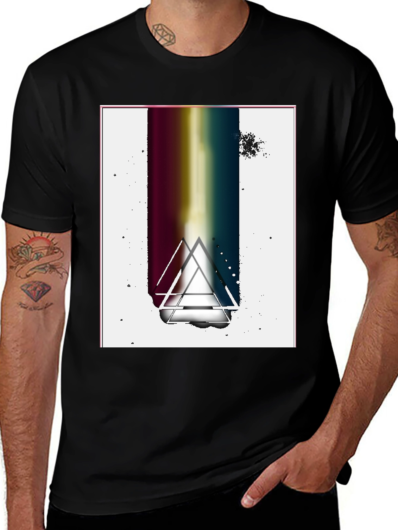 Variant 3 of Abstract Graphic Tee - Black Cotton Blend