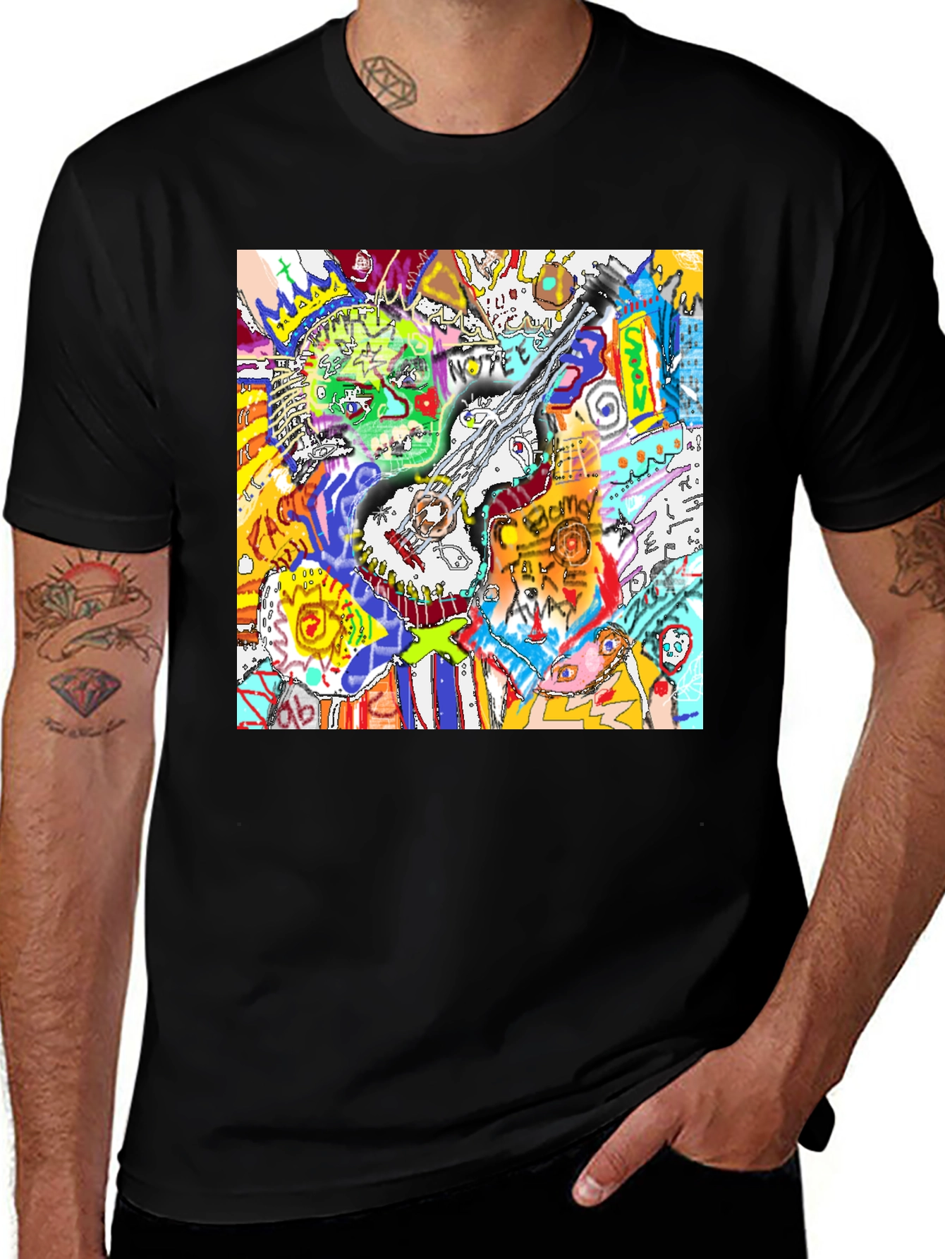 Variant 4 of Abstract Art Guitar Graphic Tee