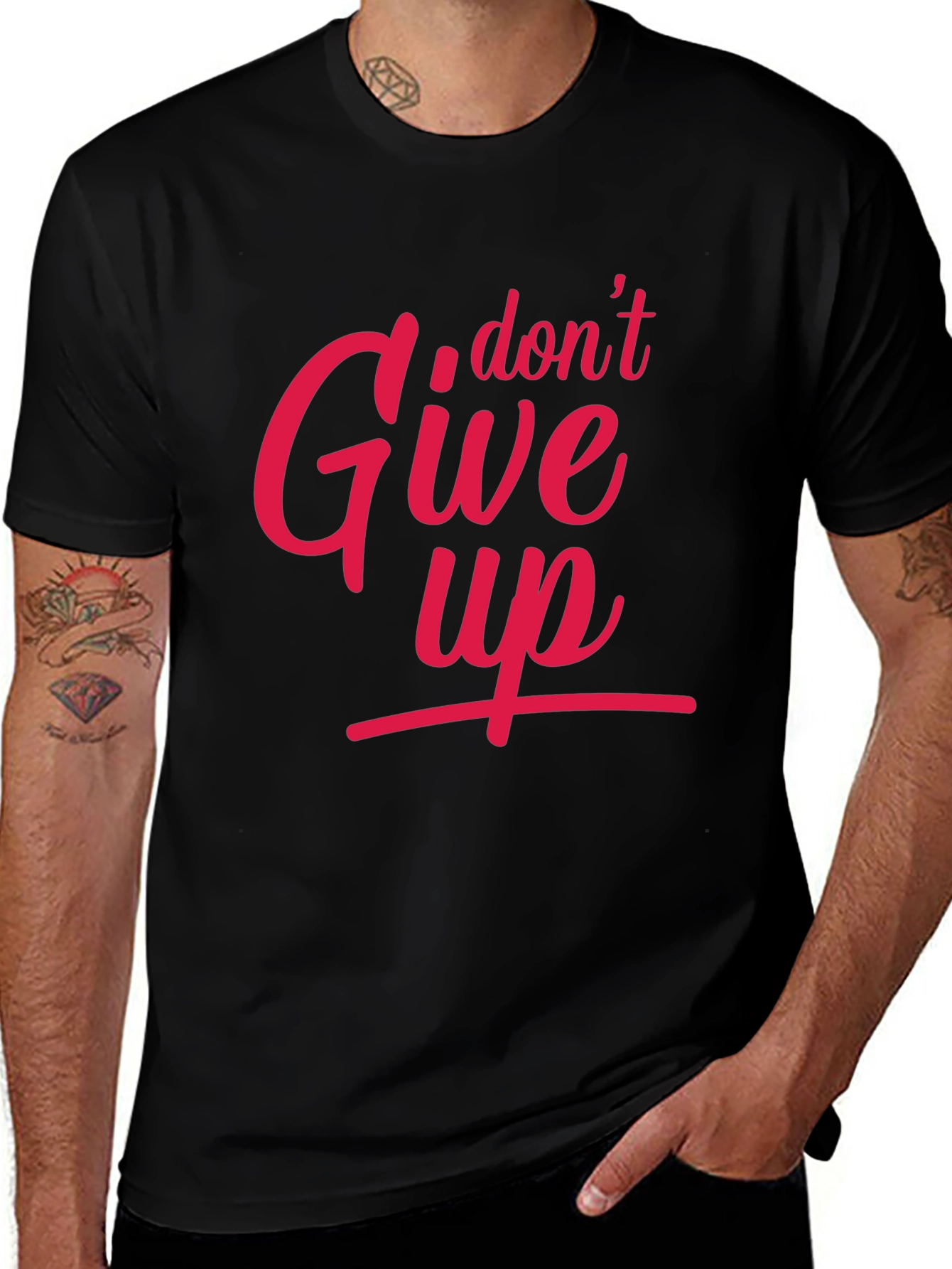Variant 20 of Don't Give Up Black Graphic T-Shirt