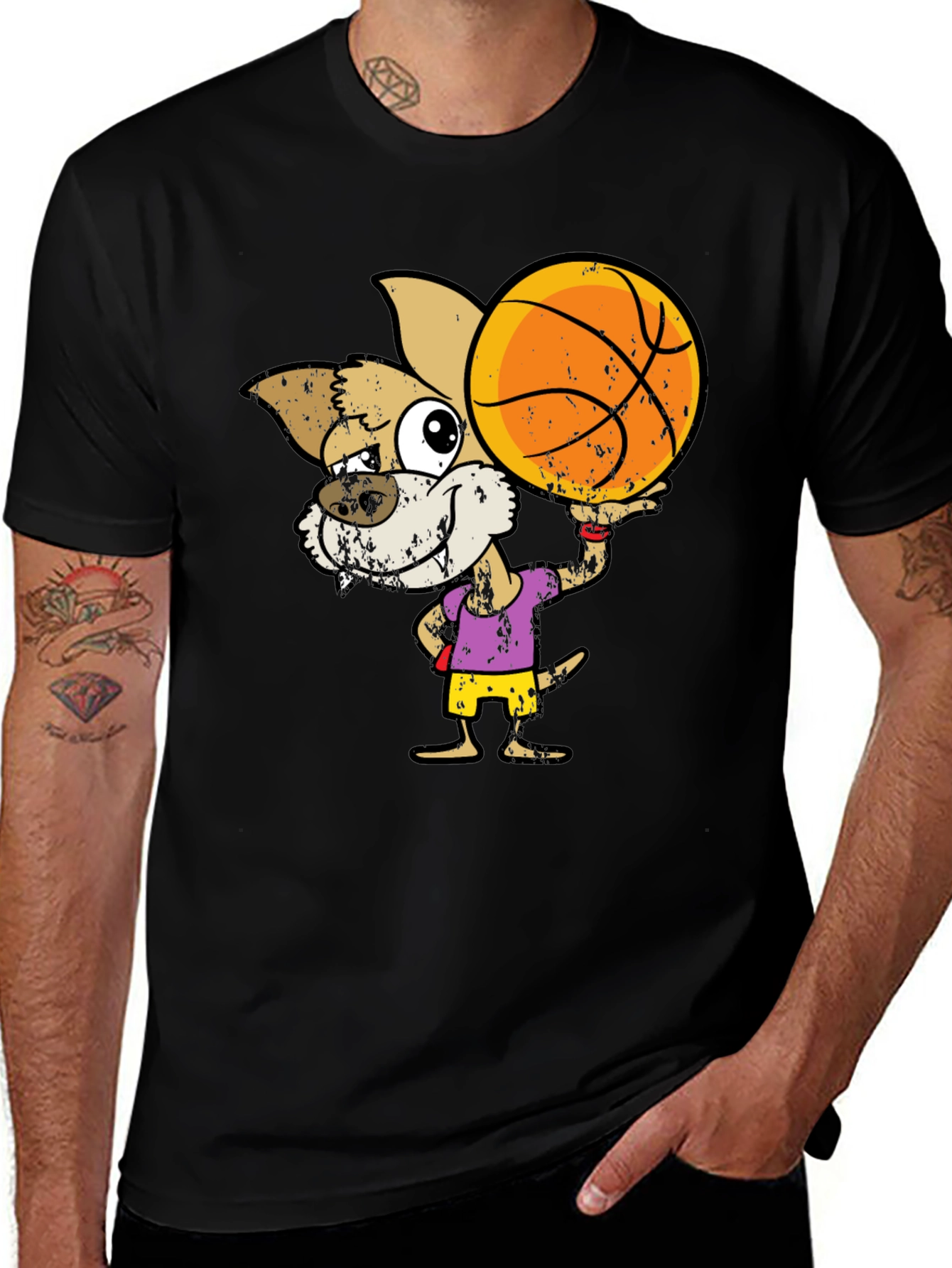 Variant 25 of Cartoon Dog Basketball Graphic T-Shirt