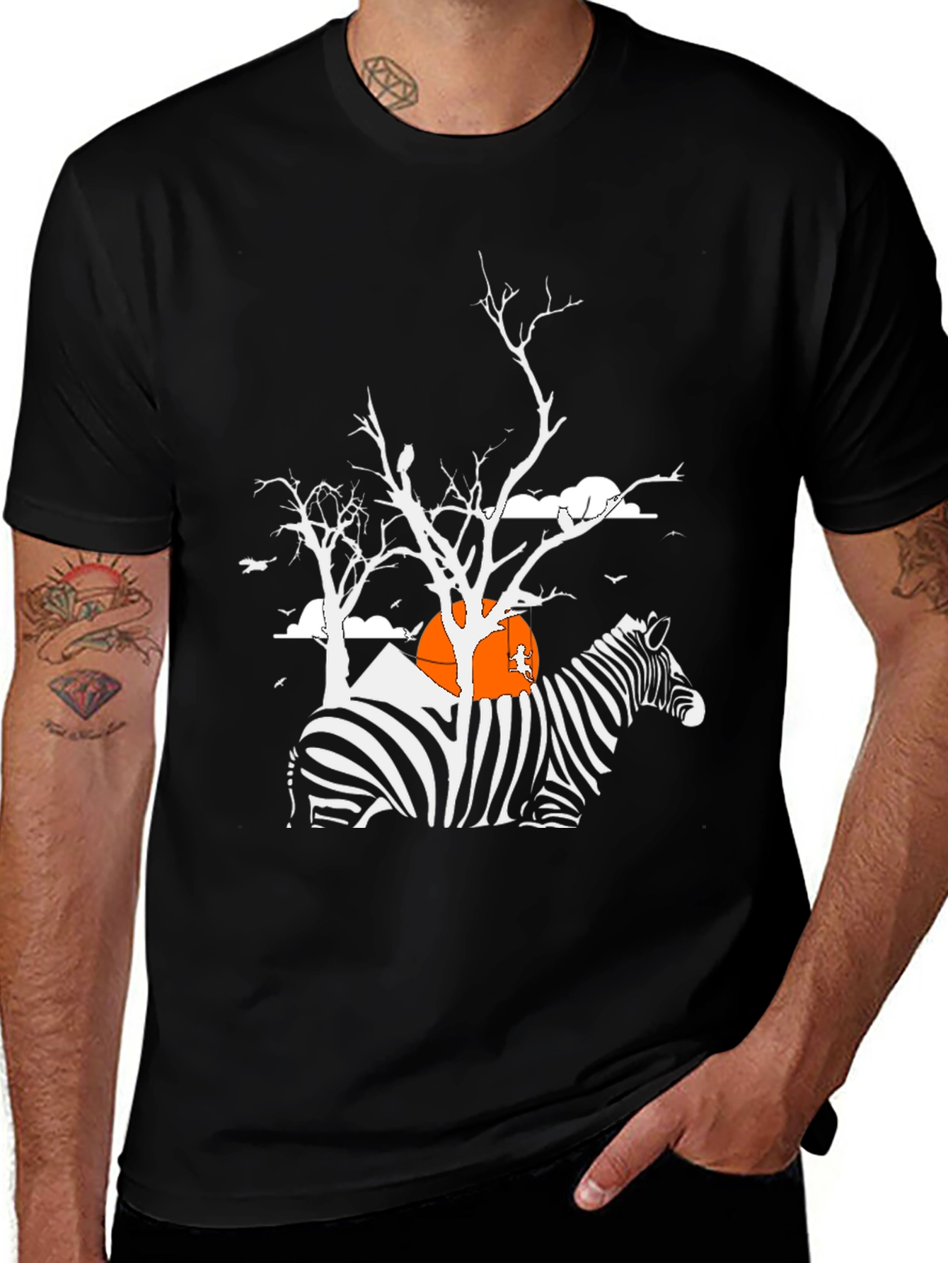 Variant 22 of Zebra Silhouette Graphic Tee - Men's Black T-Shirt