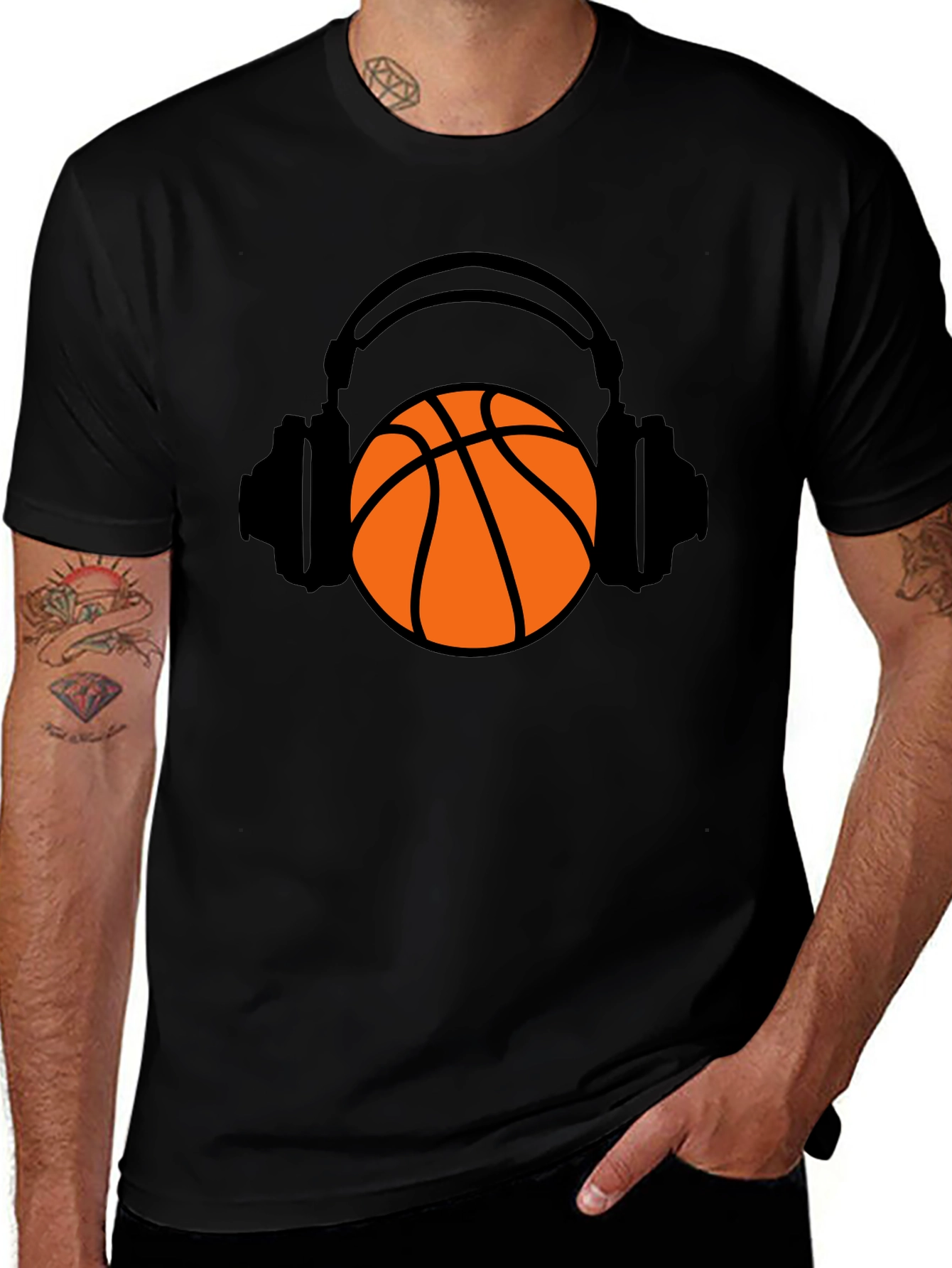 Variant 28 of Basketball Headphones Graphic T-Shirt
