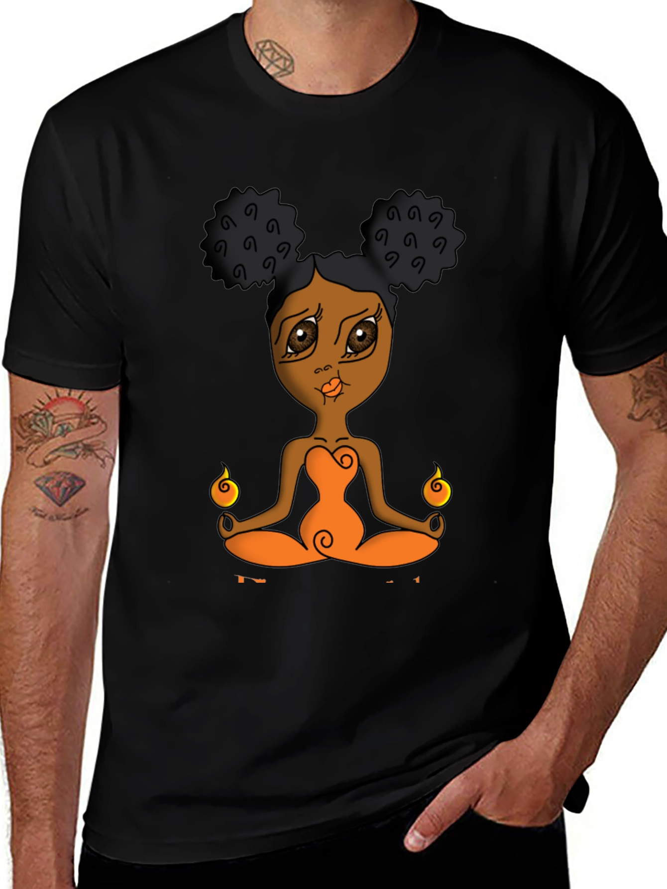 Variant 17 of Meditating Cartoon Graphic Tee - Black