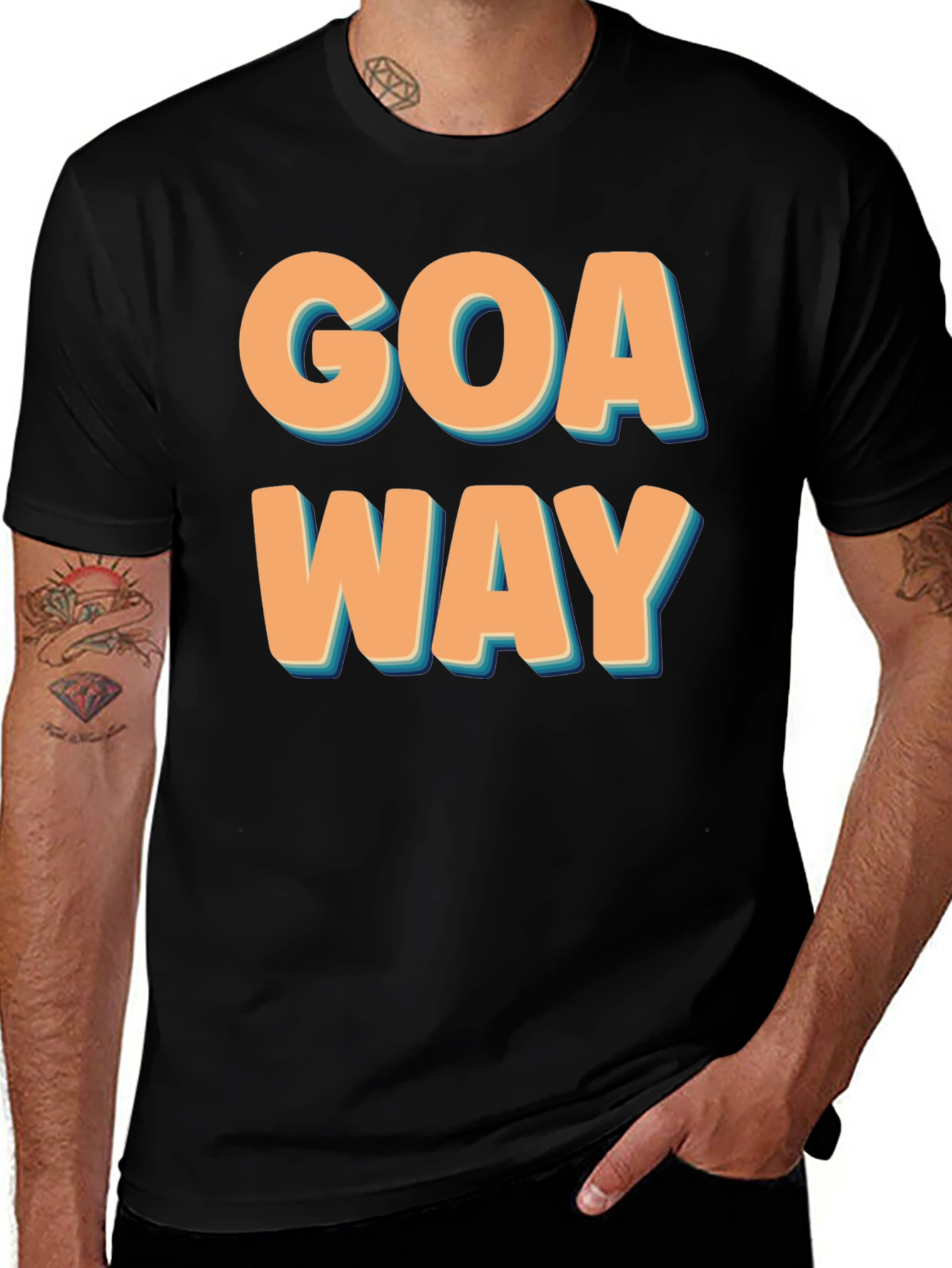 Variant 30 of Goa Way Retro Graphic Tee - Black T-Shirt