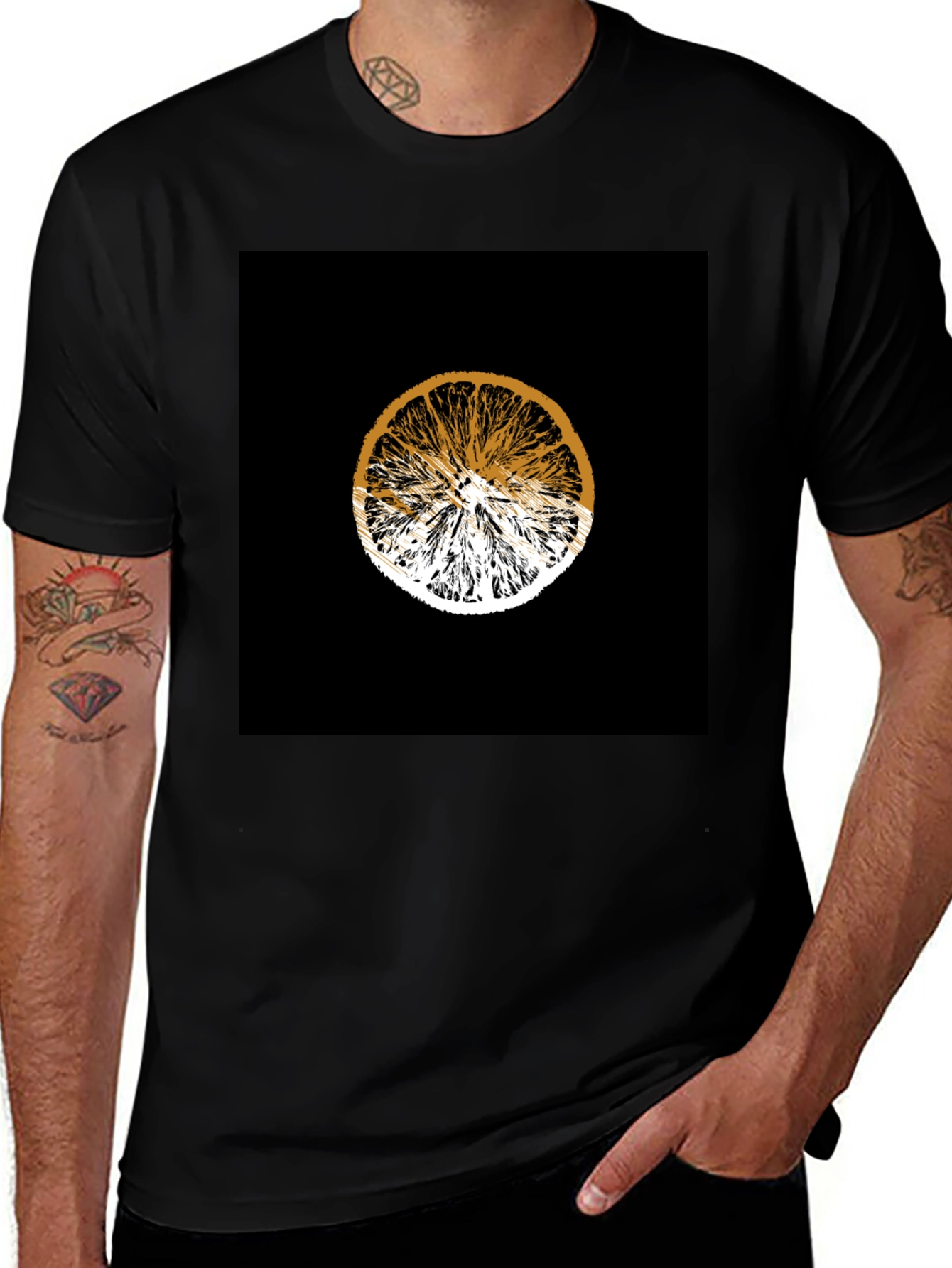 Variant 30 of Orange Slice Graphic Black Tee - Unisex