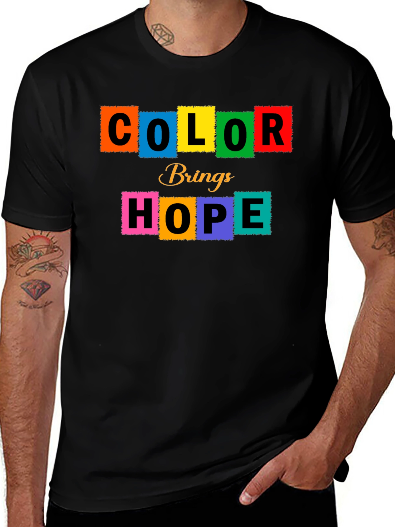 Variant 26 of Colorful Hope Graphic Print Black T-Shirt