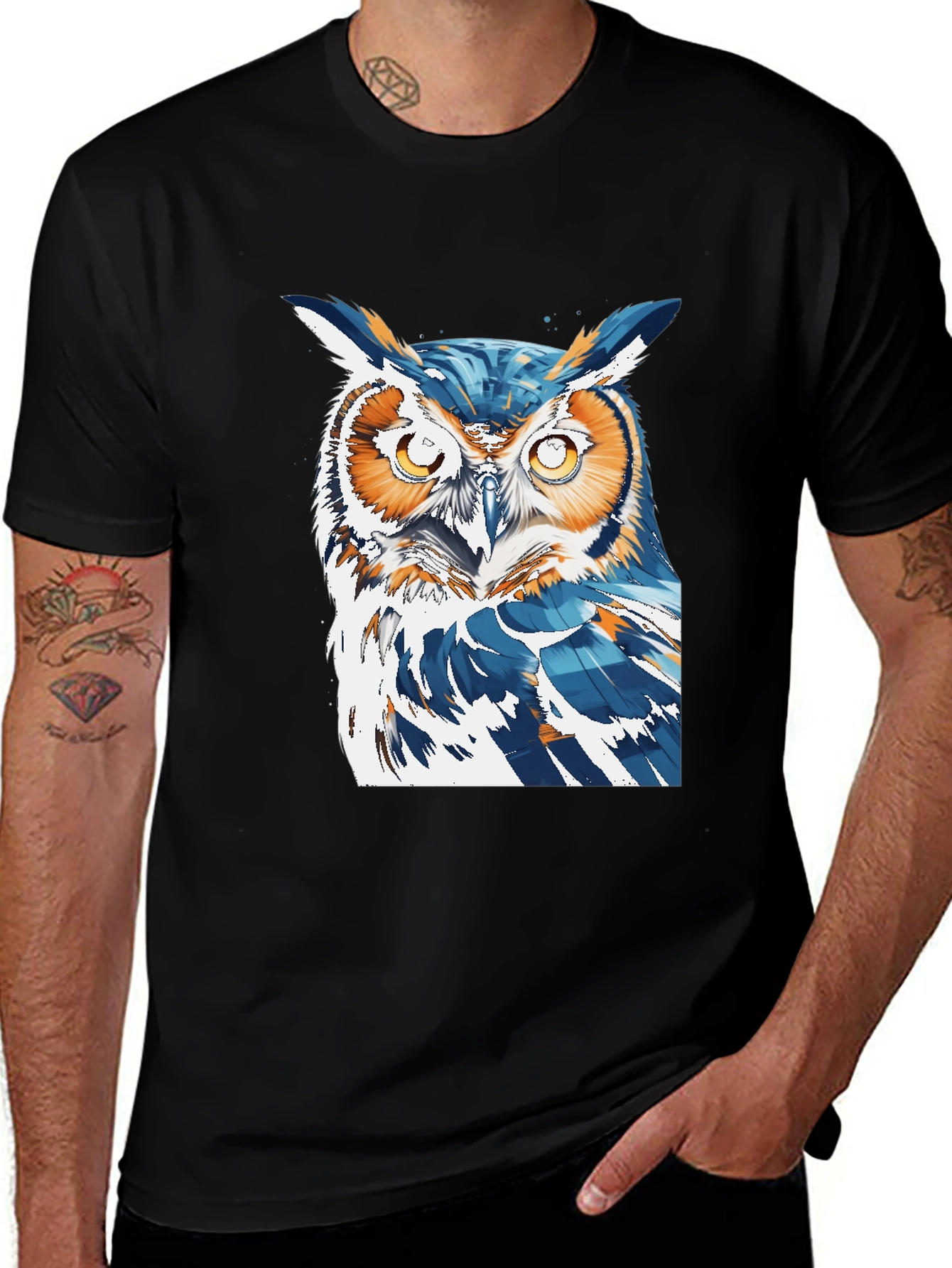 Variant 19 of Cool Owl Graphic Tee - Black T-Shirt