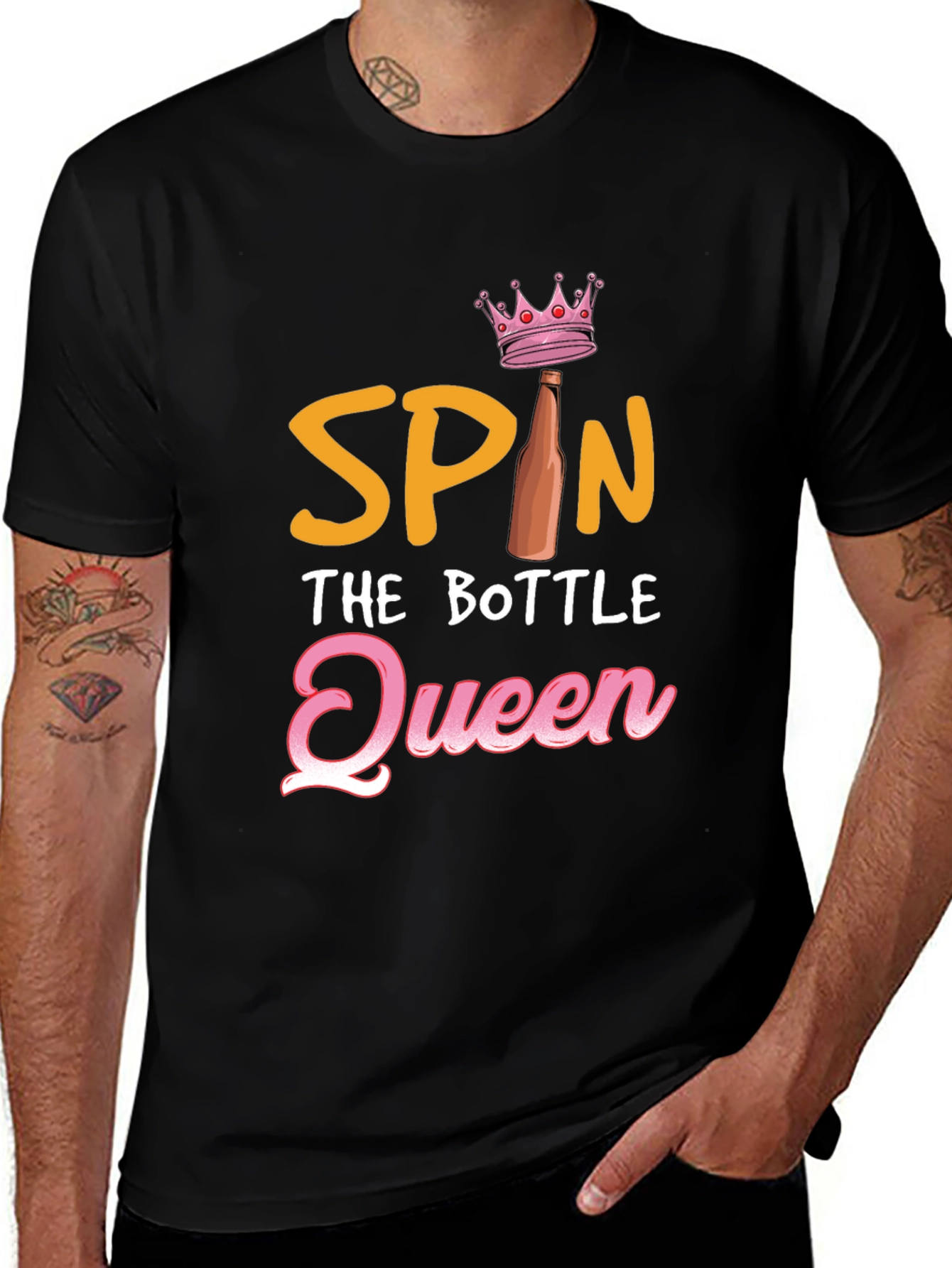 Variant 13 of Spin the Bottle Queen Black T-Shirt