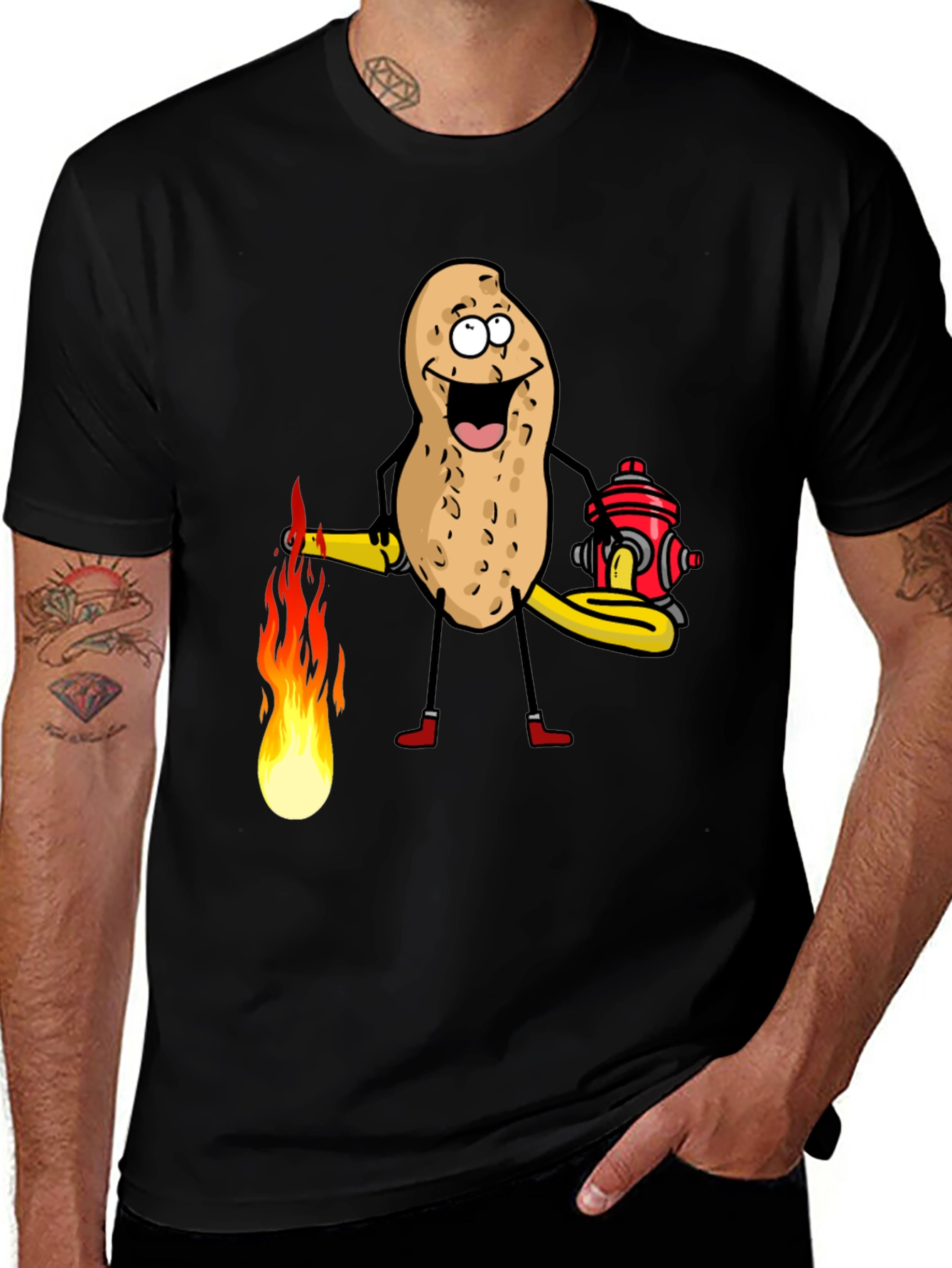 Variant 27 of Firefighter Peanut Graphic Tee - Black
