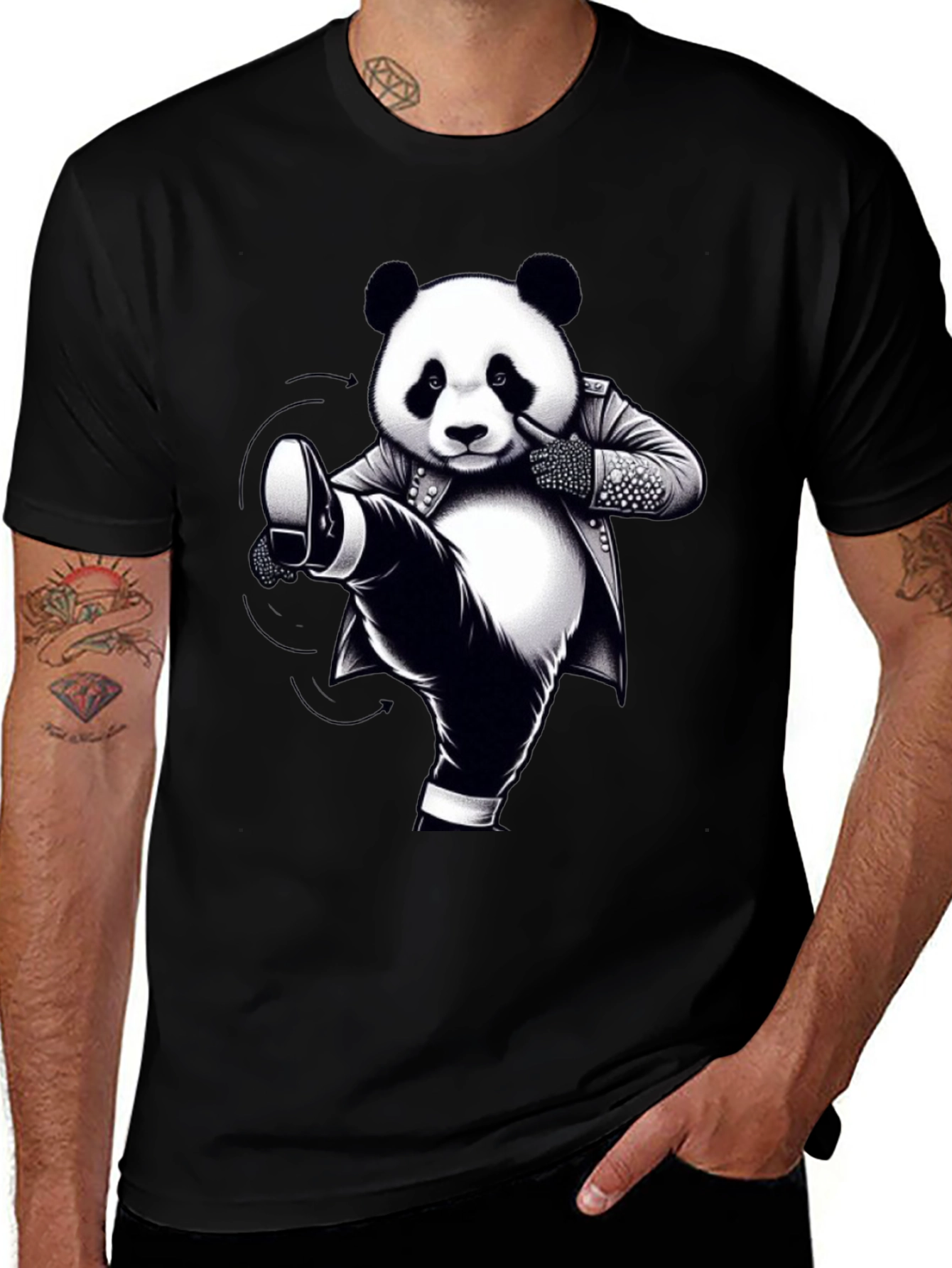 Variant 12 of Martial Arts Panda Graphic Tee - Black T-Shirt