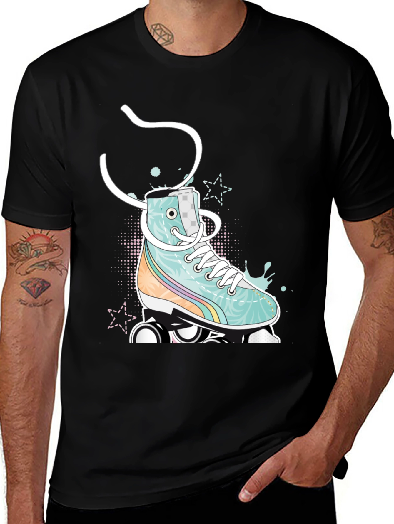 Variant 24 of Retro Roller Skate Graphic Tee - Black