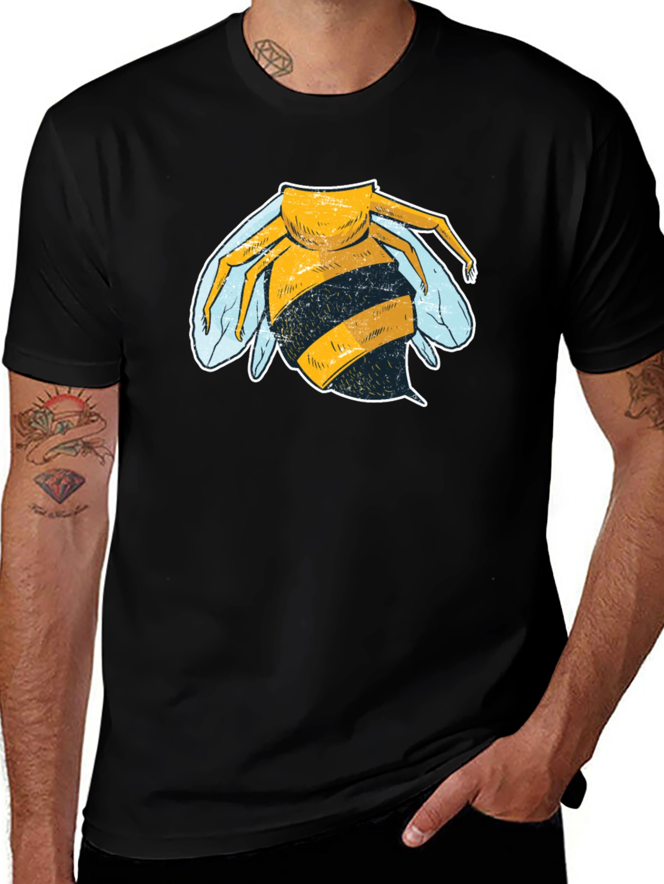 Variant 25 of Cool Bee Graphic T-Shirt - Black Cotton Tee