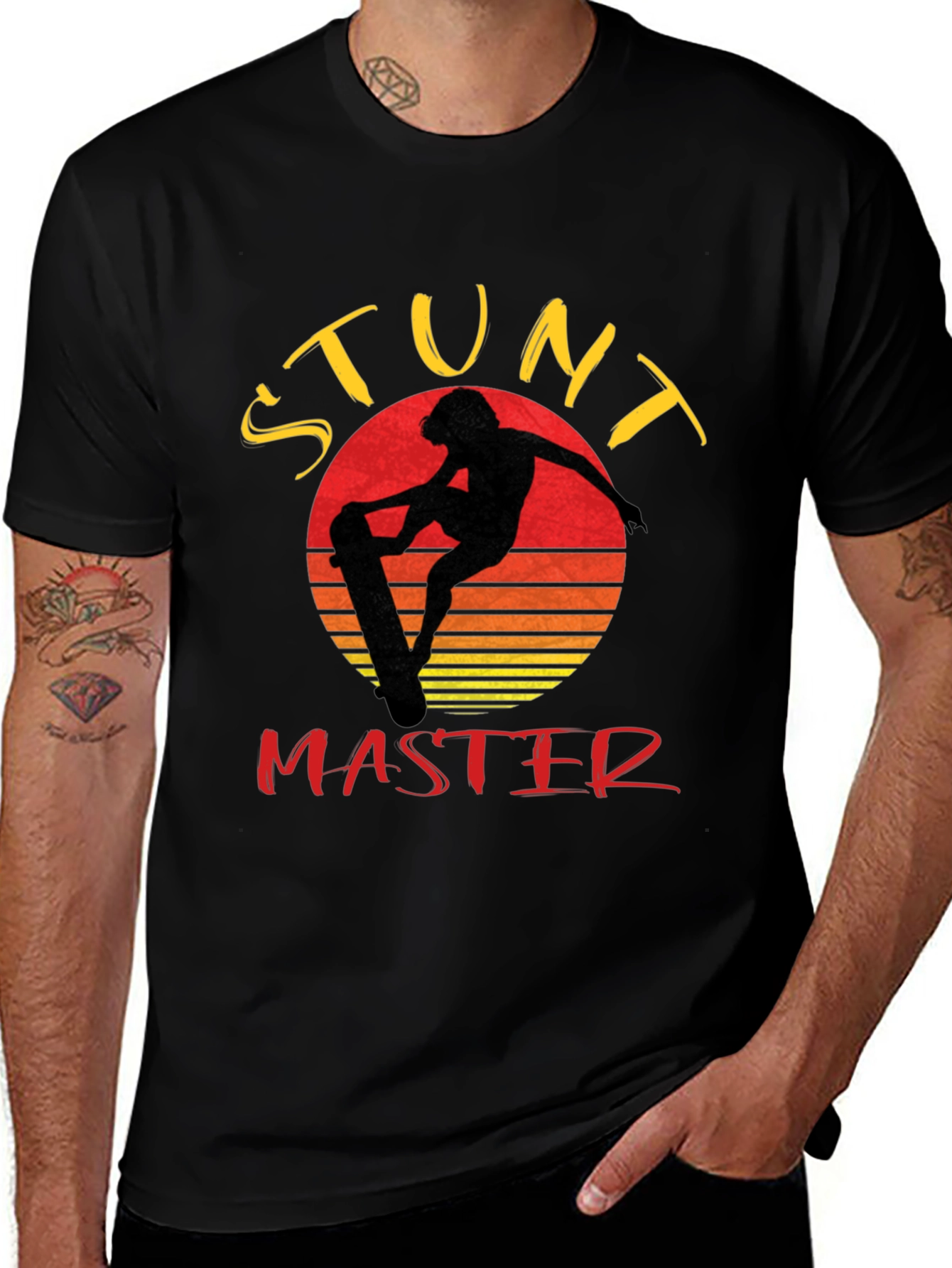 Variant 4 of Stunt Master Retro Sunset Skater Graphic Tee