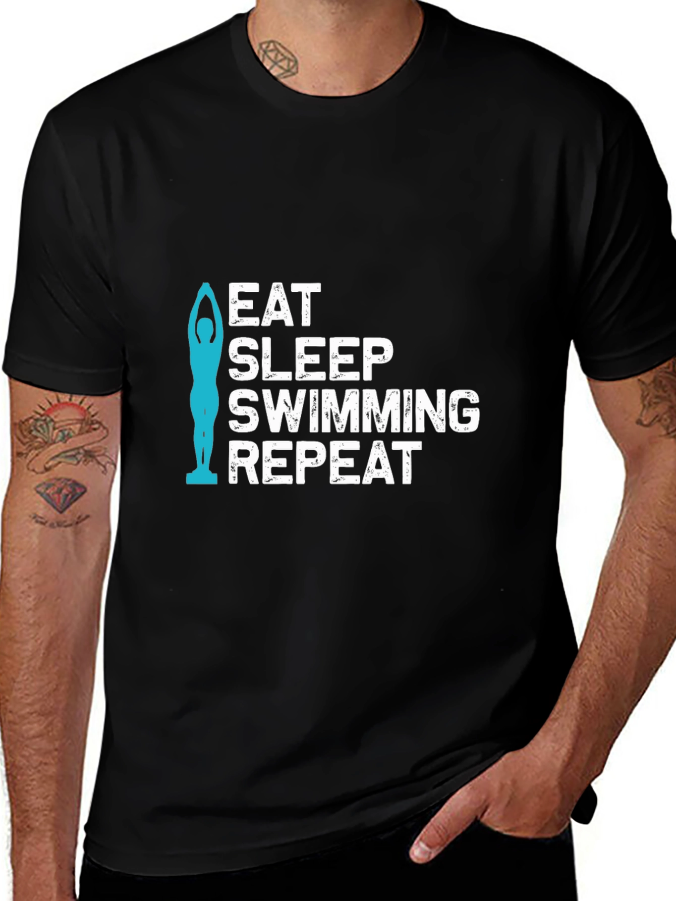 Variant 7 of Eat Sleep Swimming Repeat Black T-Shirt