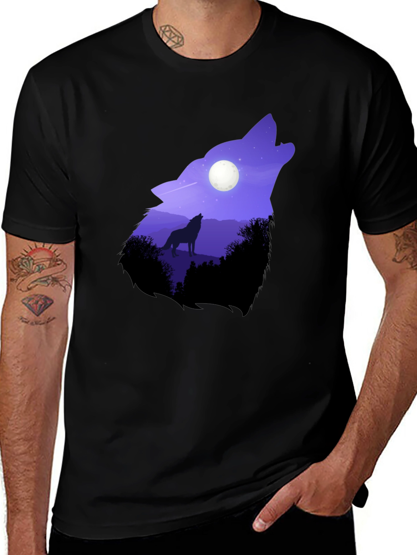 Variant 8 of Wolf Howling at Moon Graphic T-Shirt