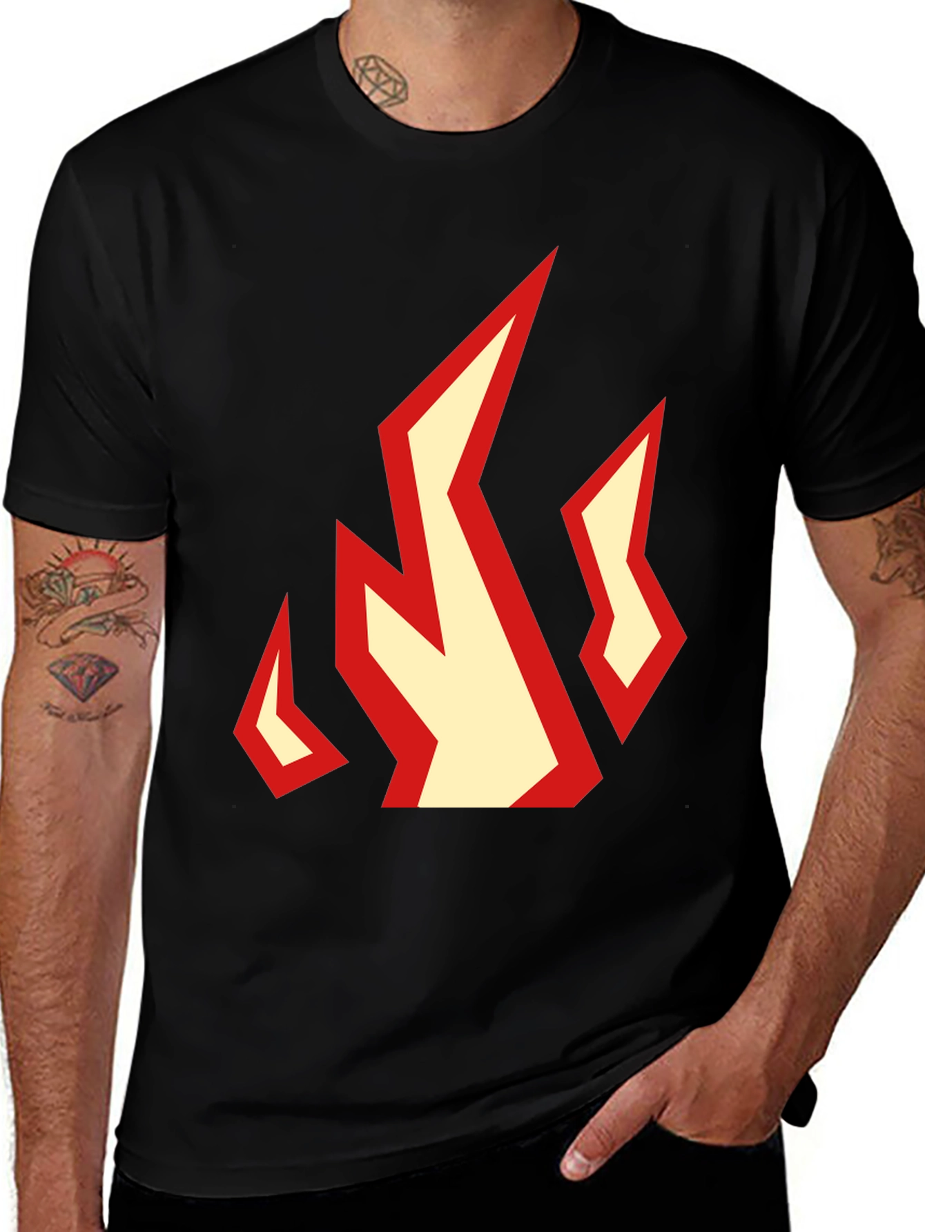 Variant 12 of Fiery Graphic Tee - Black Cotton T-Shirt