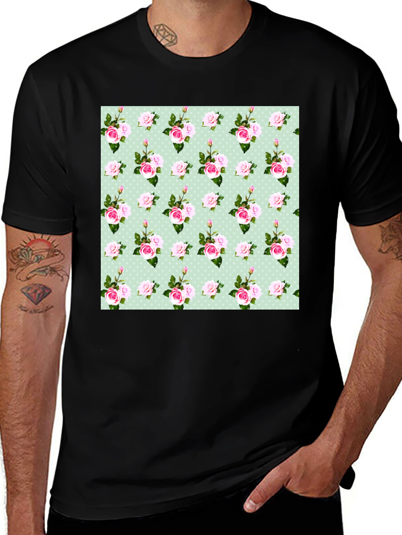Floral Roses Pattern Graphic T-Shirt