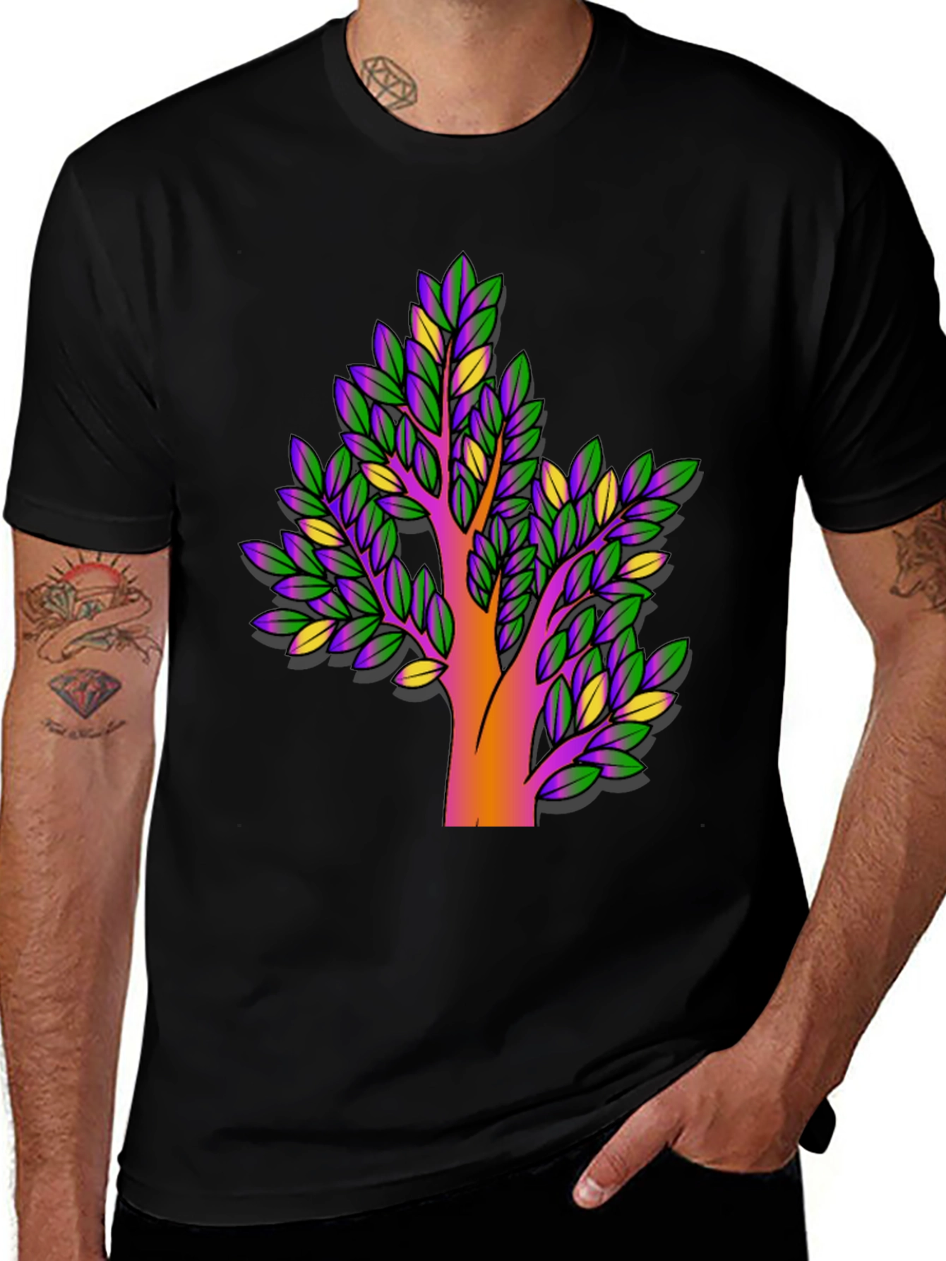 Variant 30 of Vibrant Tree Graphic Black T-Shirt