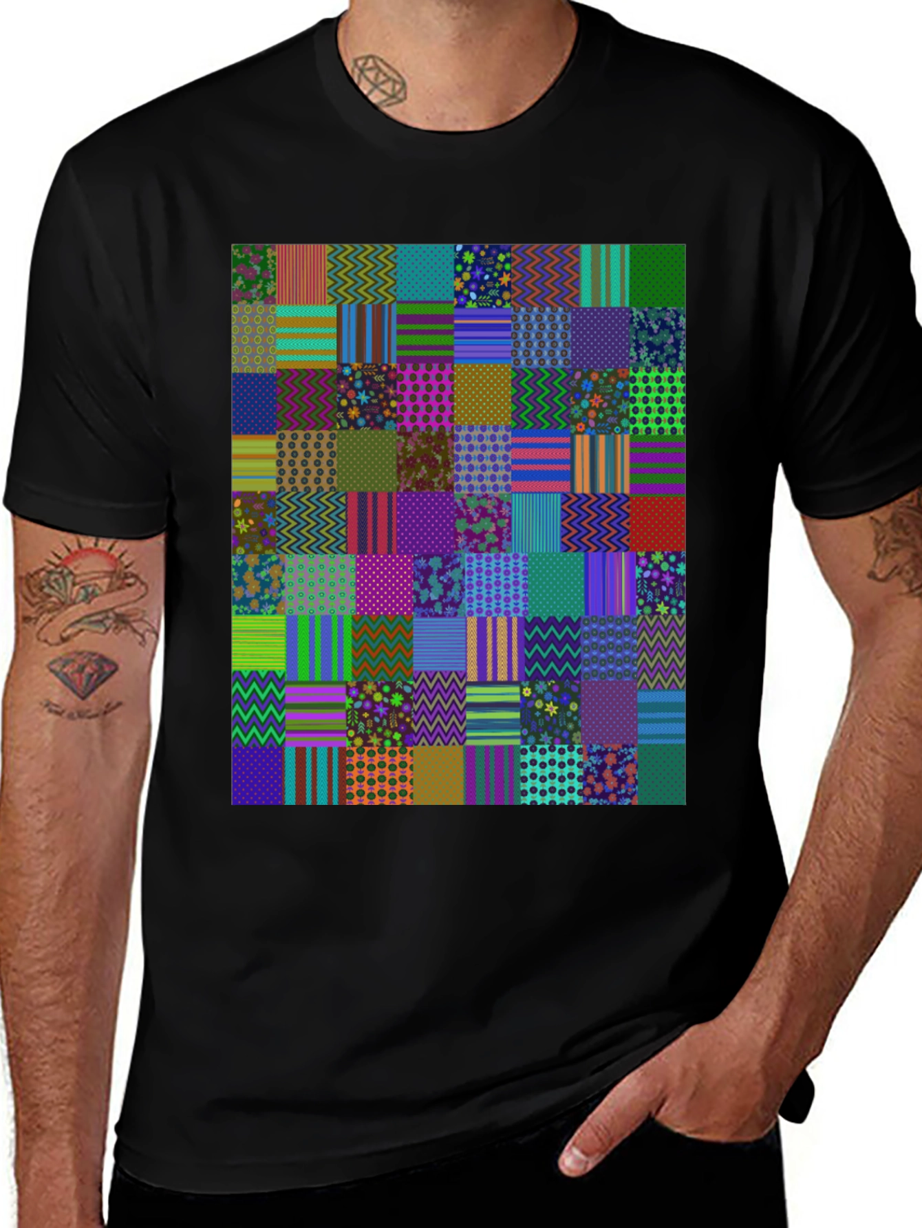 Variant 13 of Colorful Patchwork Pattern Tee