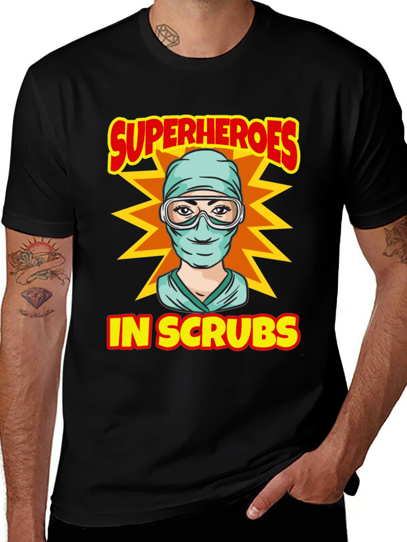 Superheroes in Scrubs Graphic T-Shirt