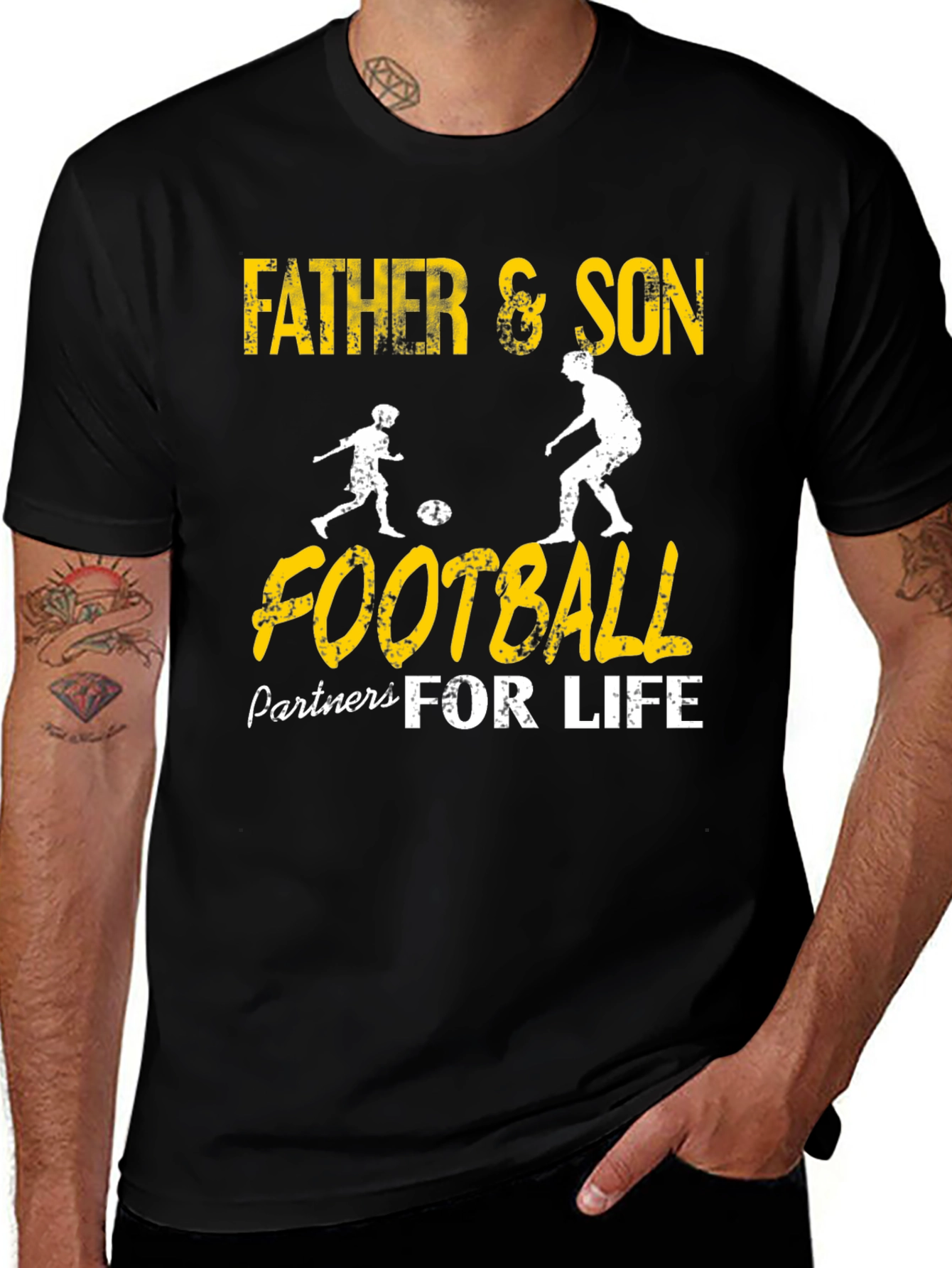 Variant 16 of Father & Son Football Partners for Life Black T-Shirt