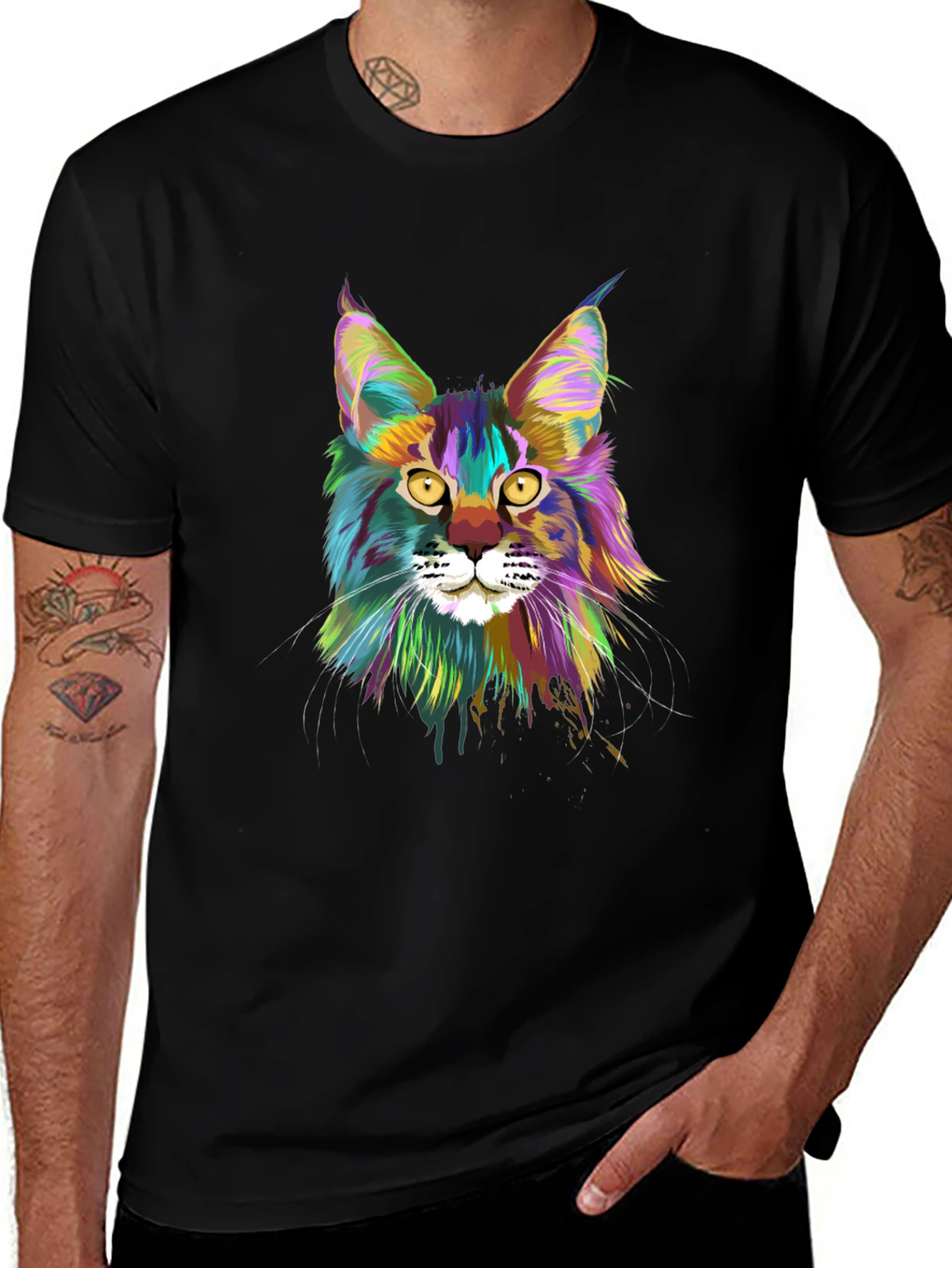 Variant 24 of Colorful Cat Graphic T-Shirt - Unisex Crew Neck Tee