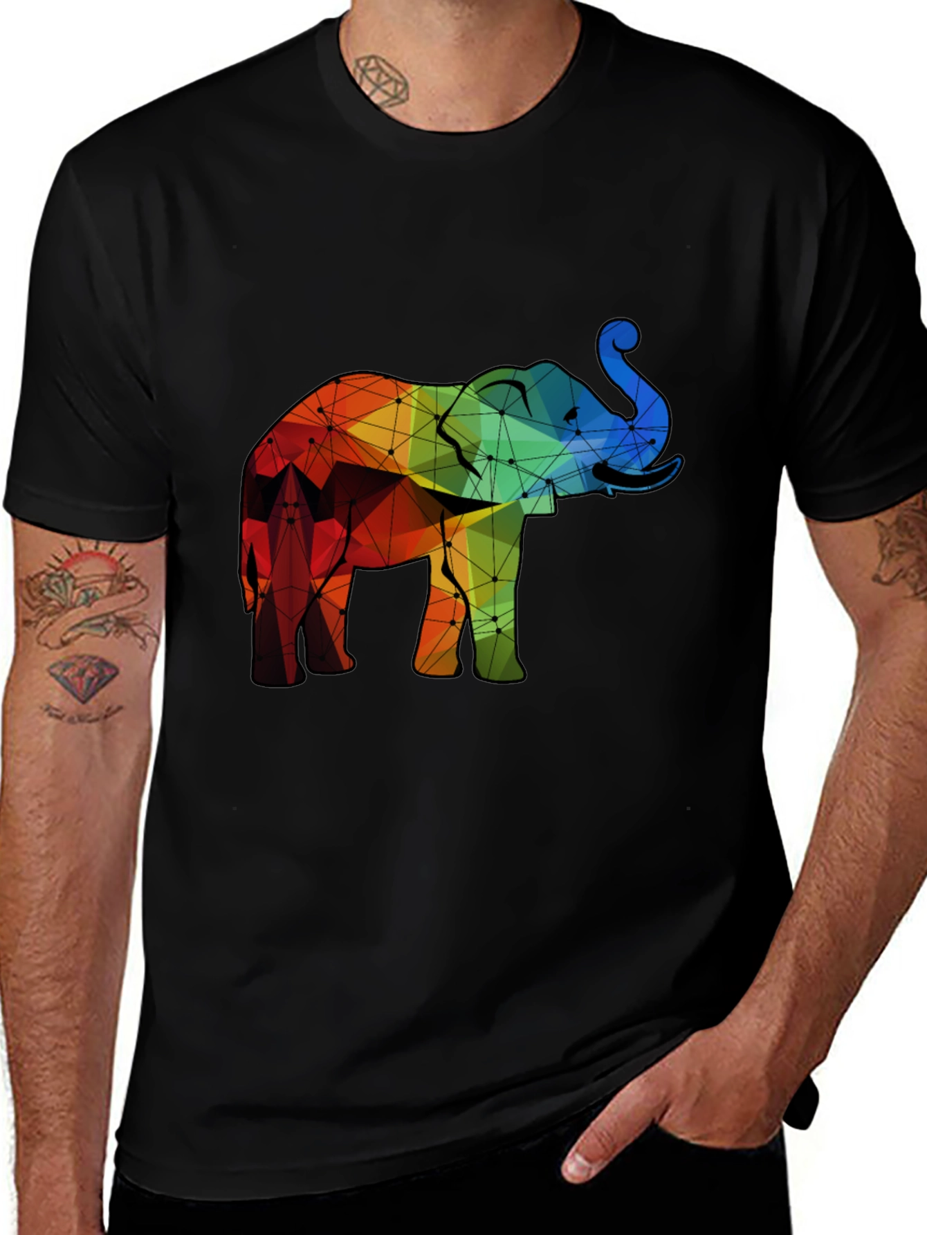 Variant 24 of Geometric Elephant Graphic Tee