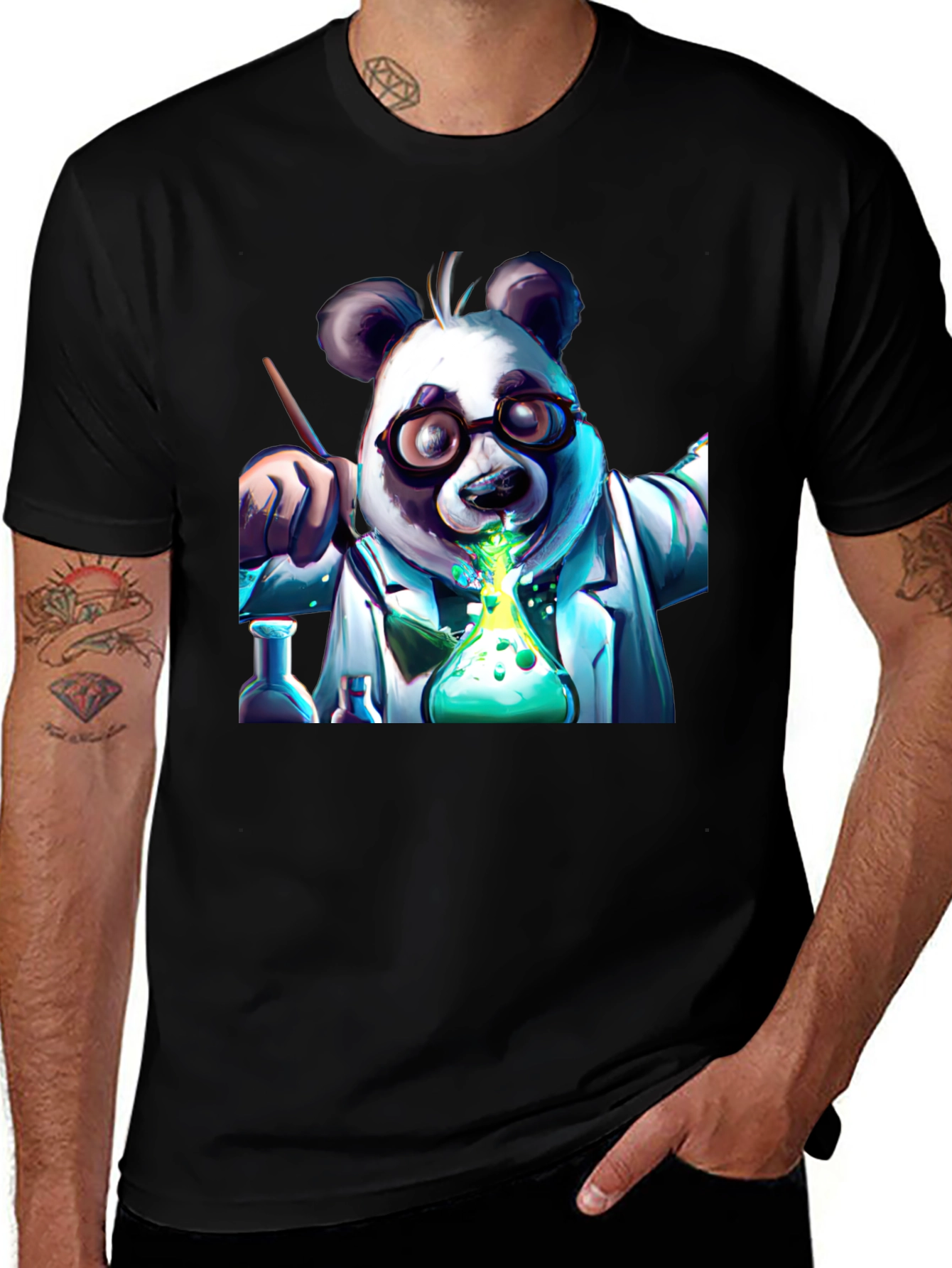 Variant 3 of Panda Scientist Graphic T-Shirt - Cool Experiment Design