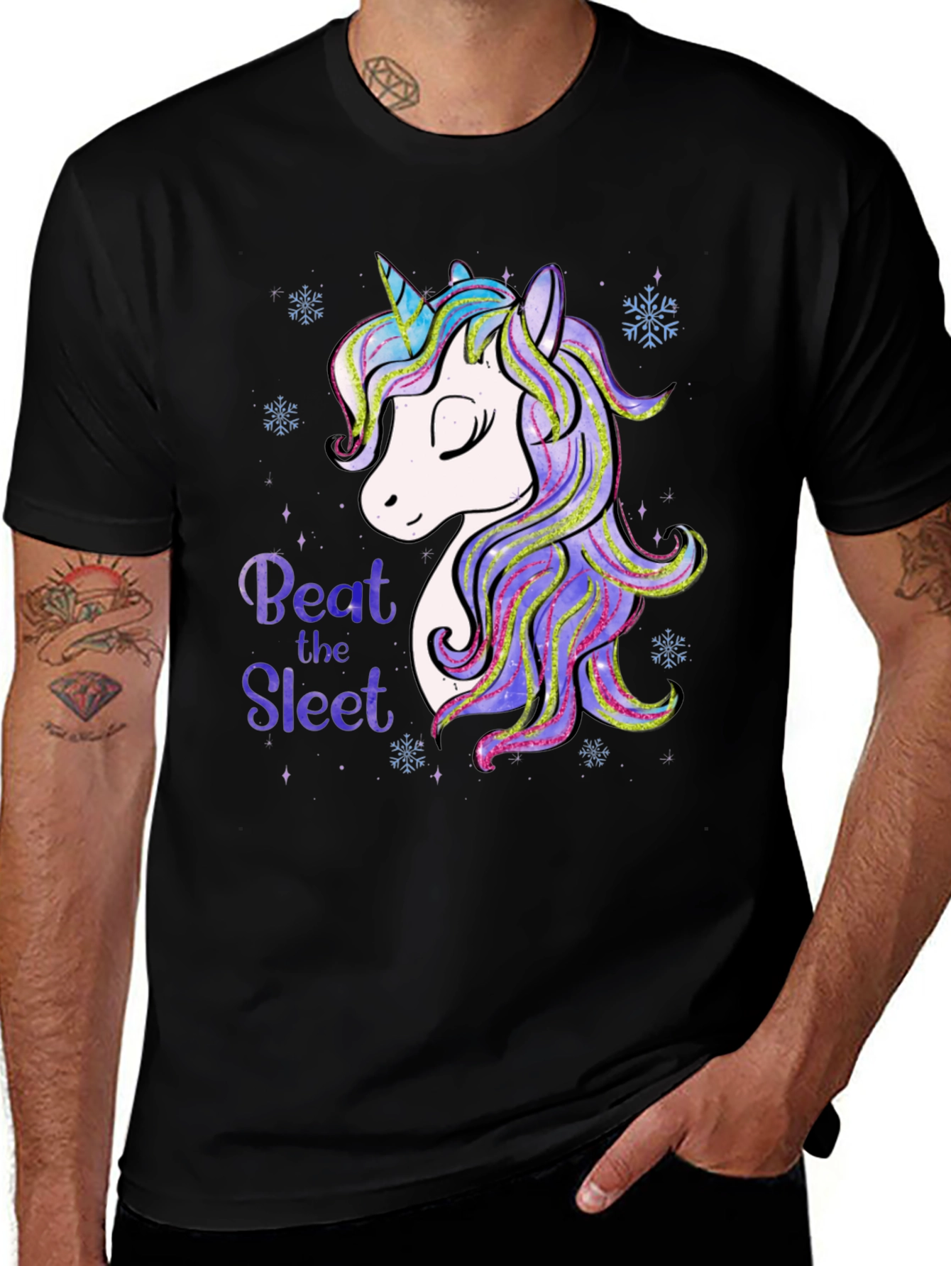 Variant 9 of Unicorn Beat the Sleet Graphic Tee