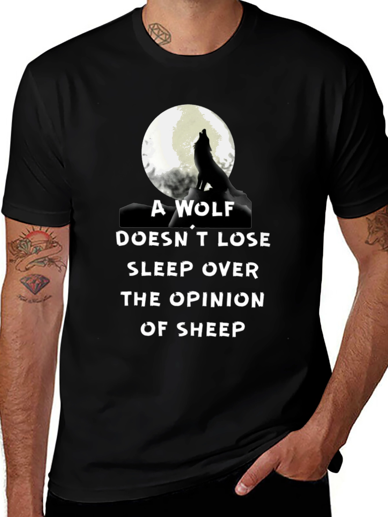 Variant 26 of Wolf Opinion Graphic Tee - Black Cotton Comfort
