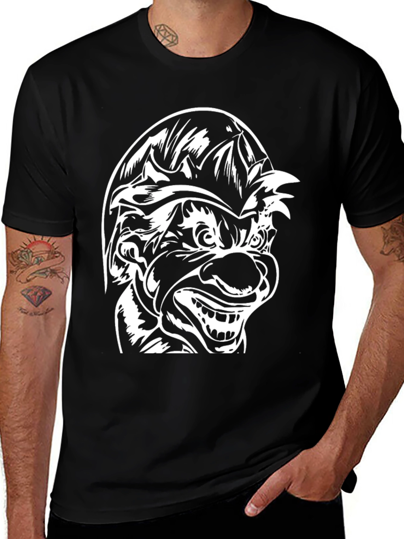 Variant 2 of Creepy Clown Graphic T-Shirt - Men's Black Tee