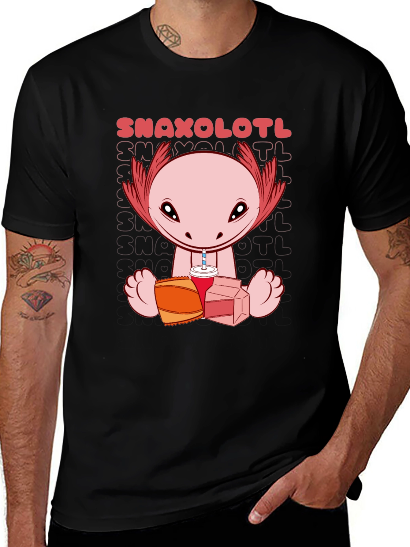 Variant 25 of Snaxolotl Graphic Tee - Funny Axolotl Snack Time T-Shirt