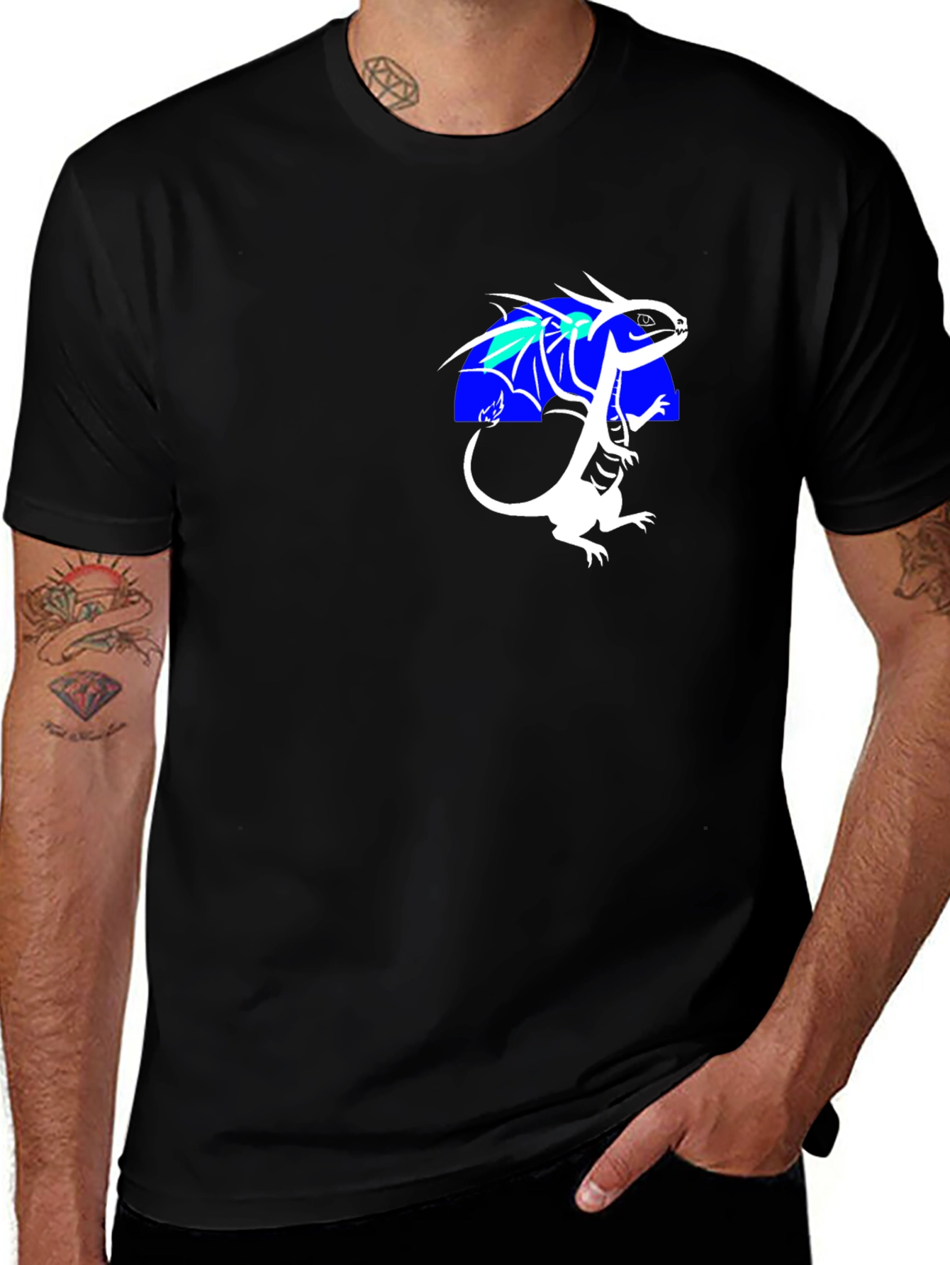 Variant 8 of Dragon Graphic Tee - Black Crew Neck T-Shirt