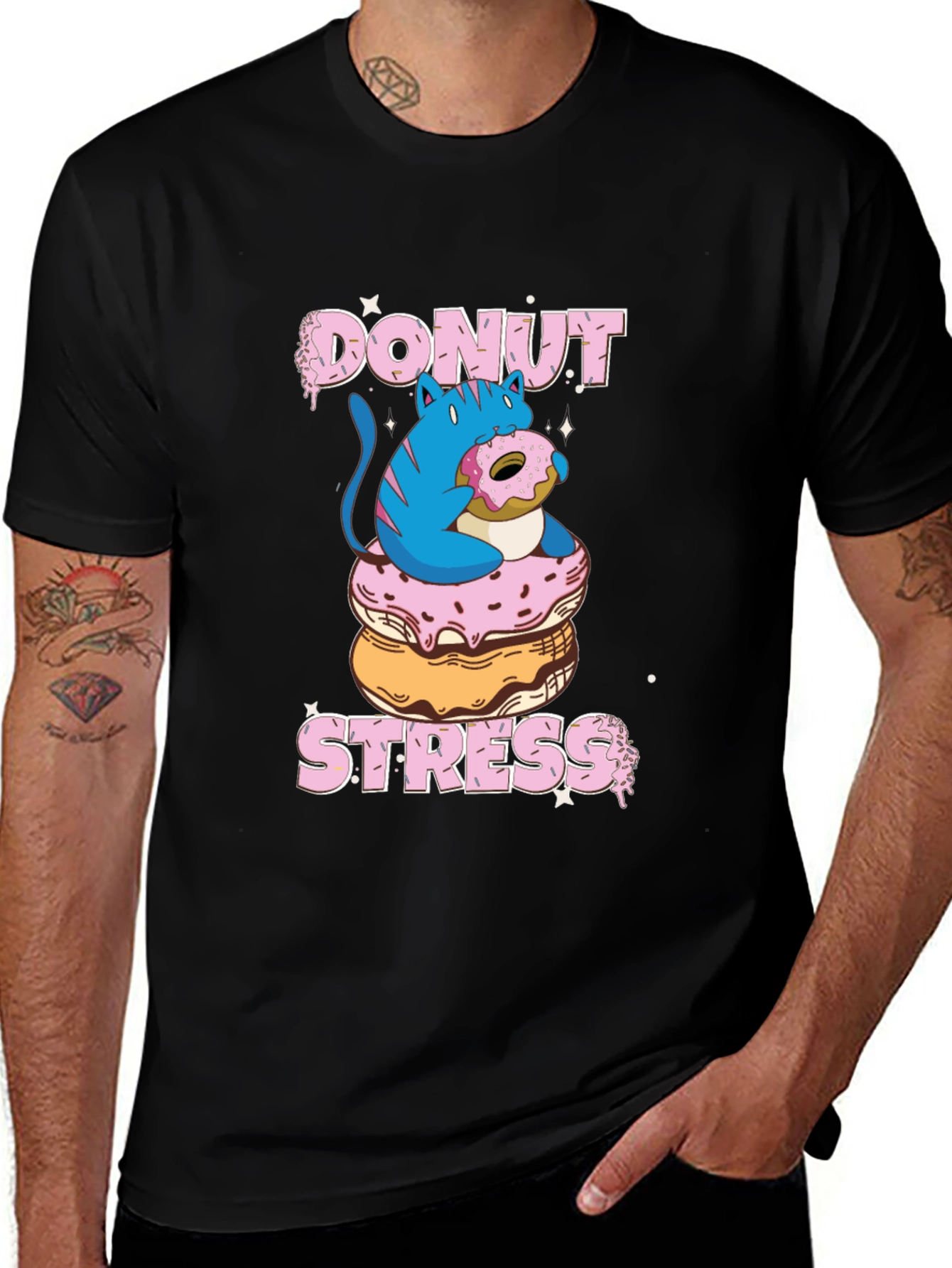 Variant 11 of Donut Stress Cat Graphic T-Shirt - Relaxed Fit