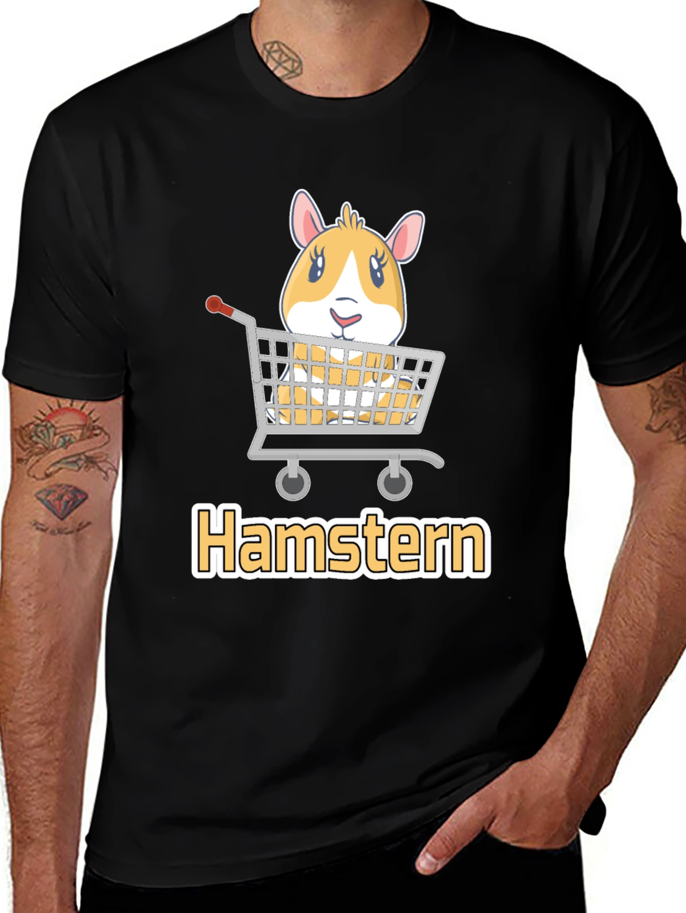 Variant 29 of Hamstern T-Shirt: Cute Hamster in Shopping Cart Tee