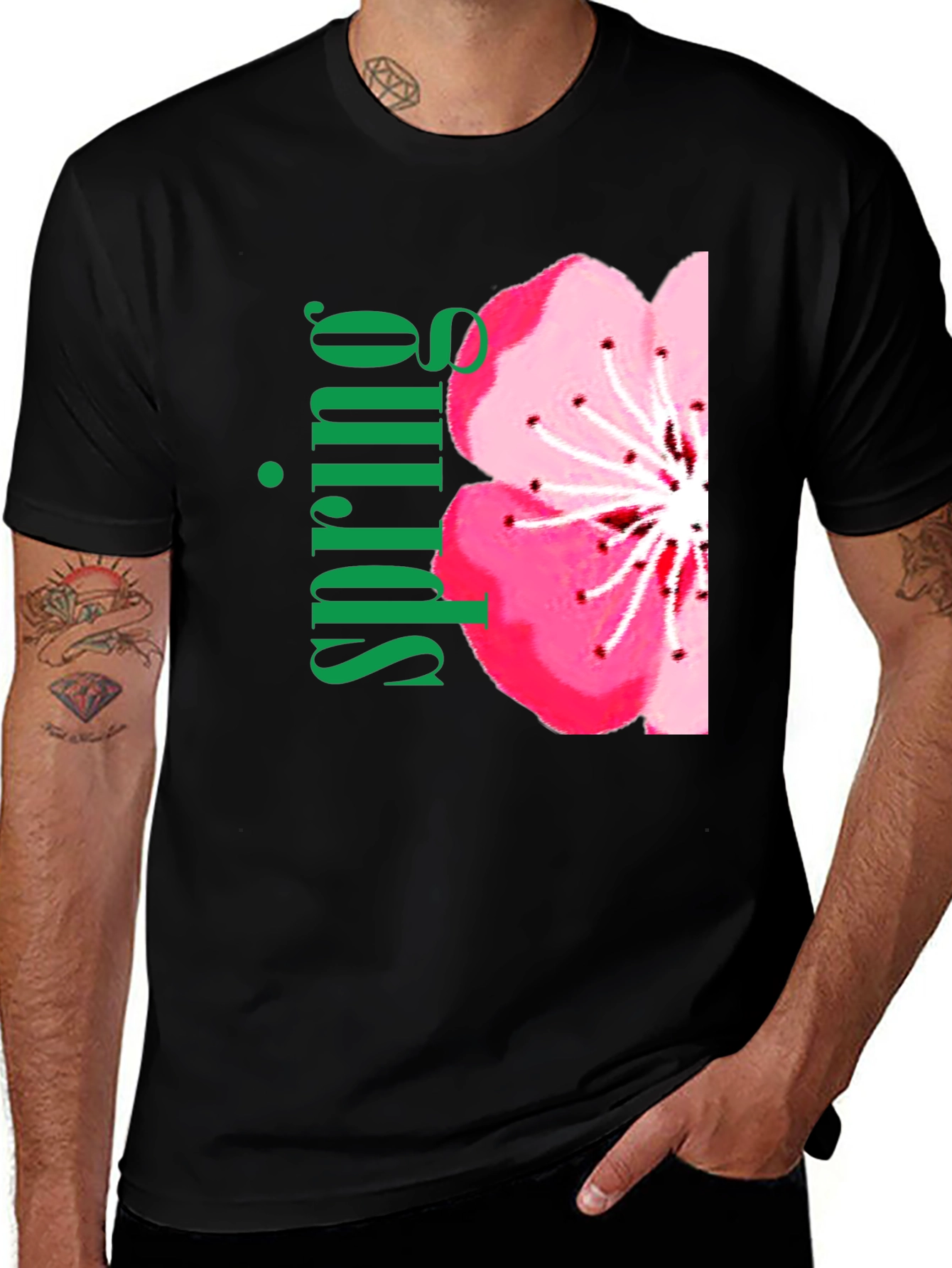 Black Spring Blossom Black T-Shirt main image
