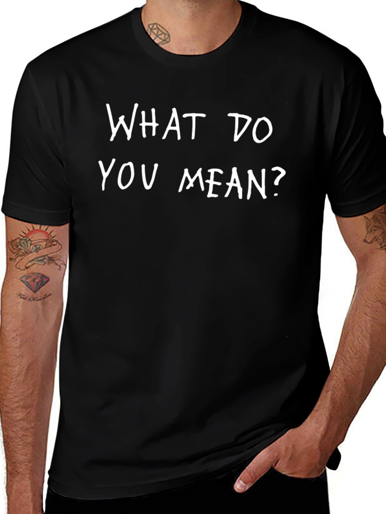 What Do You Mean? Graphic Tee - Black Cotton T-Shirt
