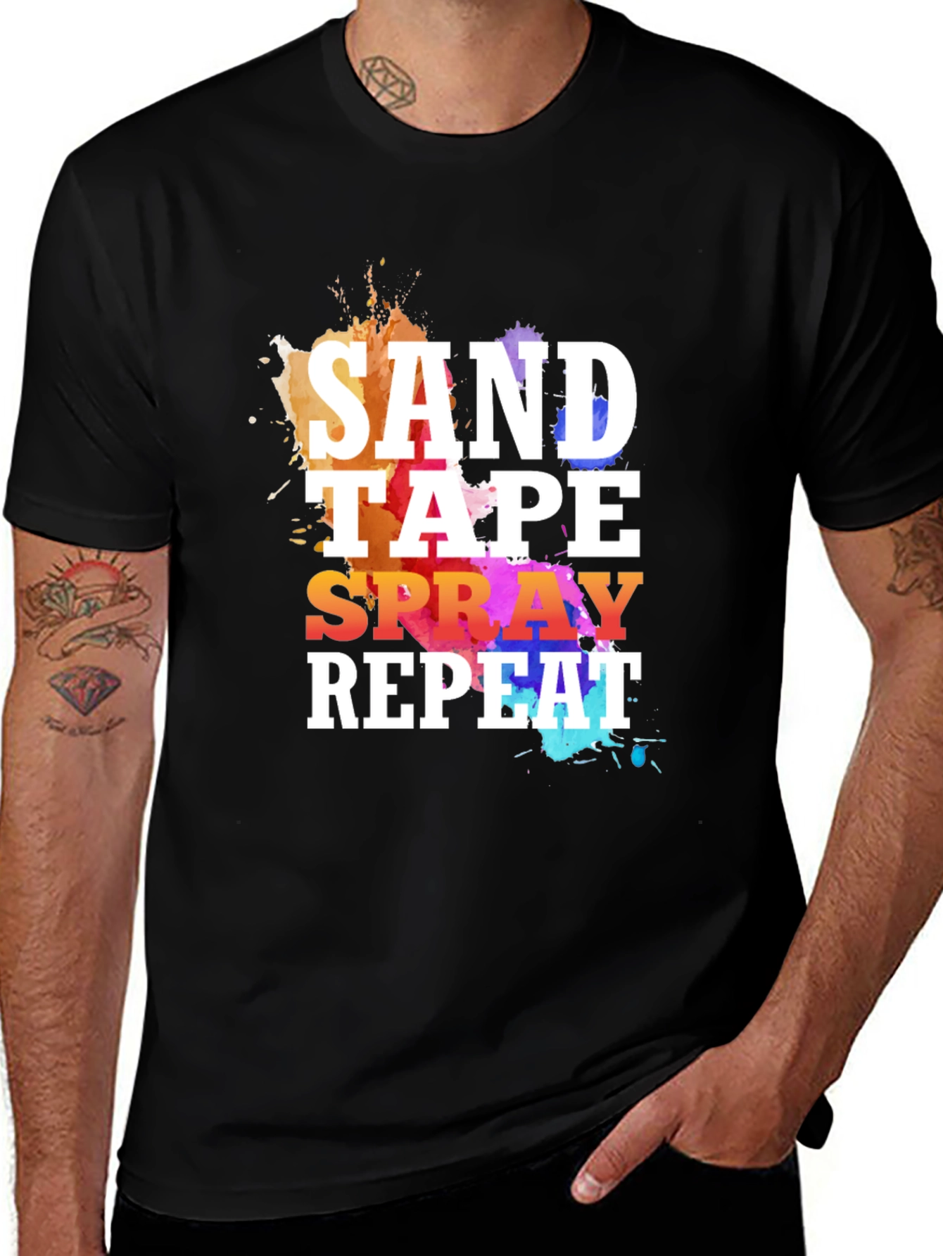 Sand Tape Spray Repeat T-Shirt - DIY Painter Shirt